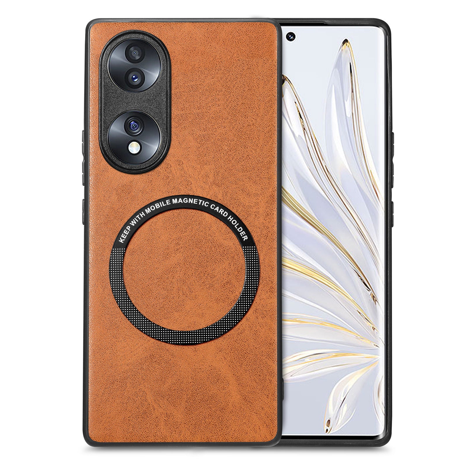 Mobile Phone Case Compatible with MagSafe for Honor 70 5G PU Leather Coated PC TPU Cover