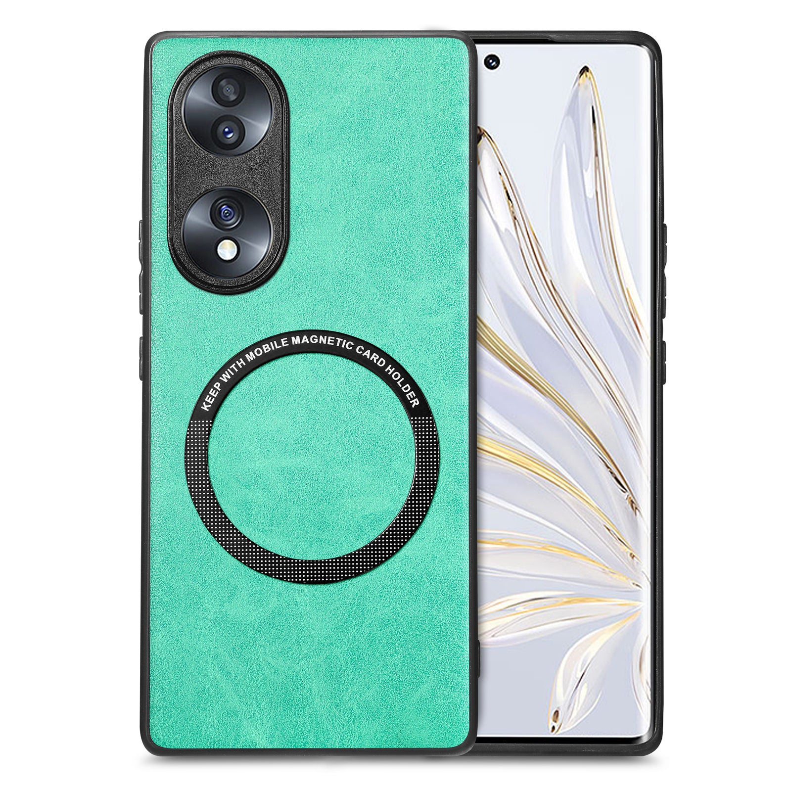 Mobile Phone Case Compatible with MagSafe for Honor 70 5G PU Leather Coated PC TPU Cover