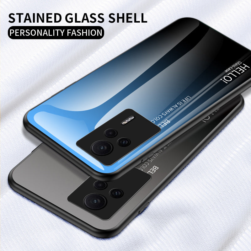 Tempered Glass PC TPU Phone Case for Xiaomi Redmi K60E 5G Gradient Color Anti-drop Cover