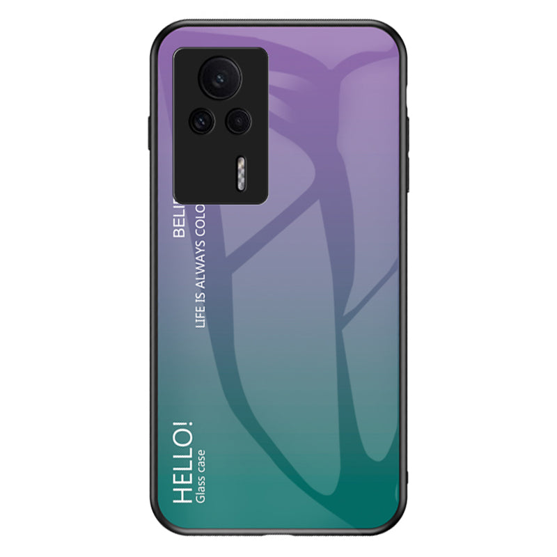 Tempered Glass PC TPU Phone Case for Xiaomi Redmi K60E 5G Gradient Color Anti-drop Cover