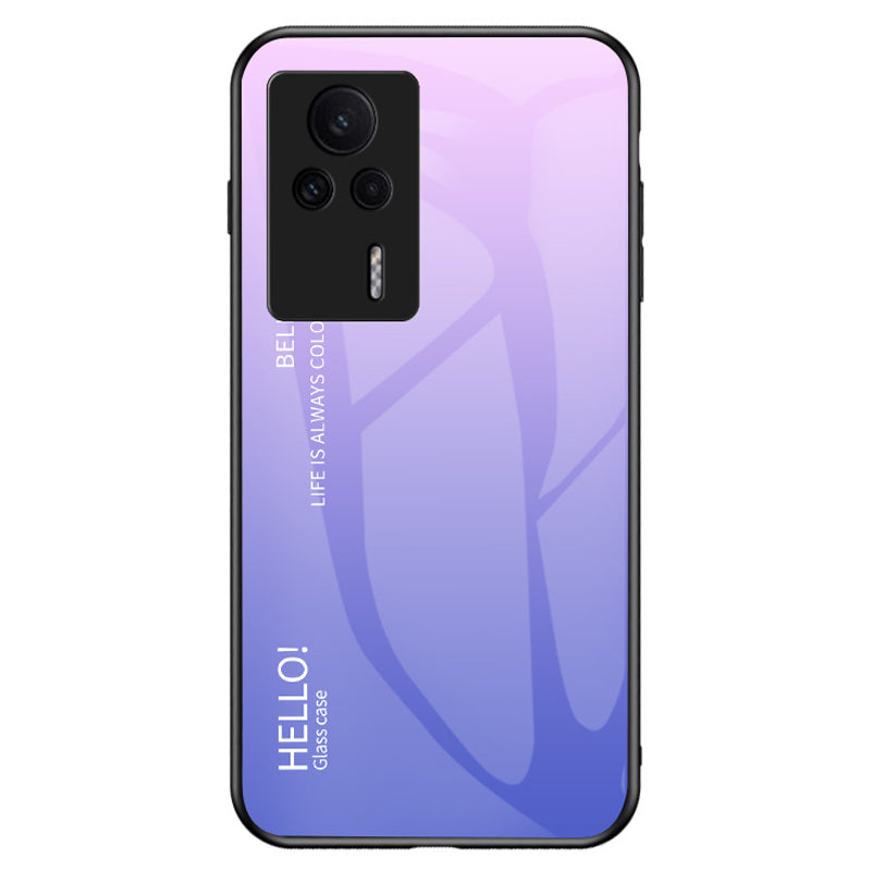 Tempered Glass PC TPU Phone Case for Xiaomi Redmi K60E 5G Gradient Color Anti-drop Cover