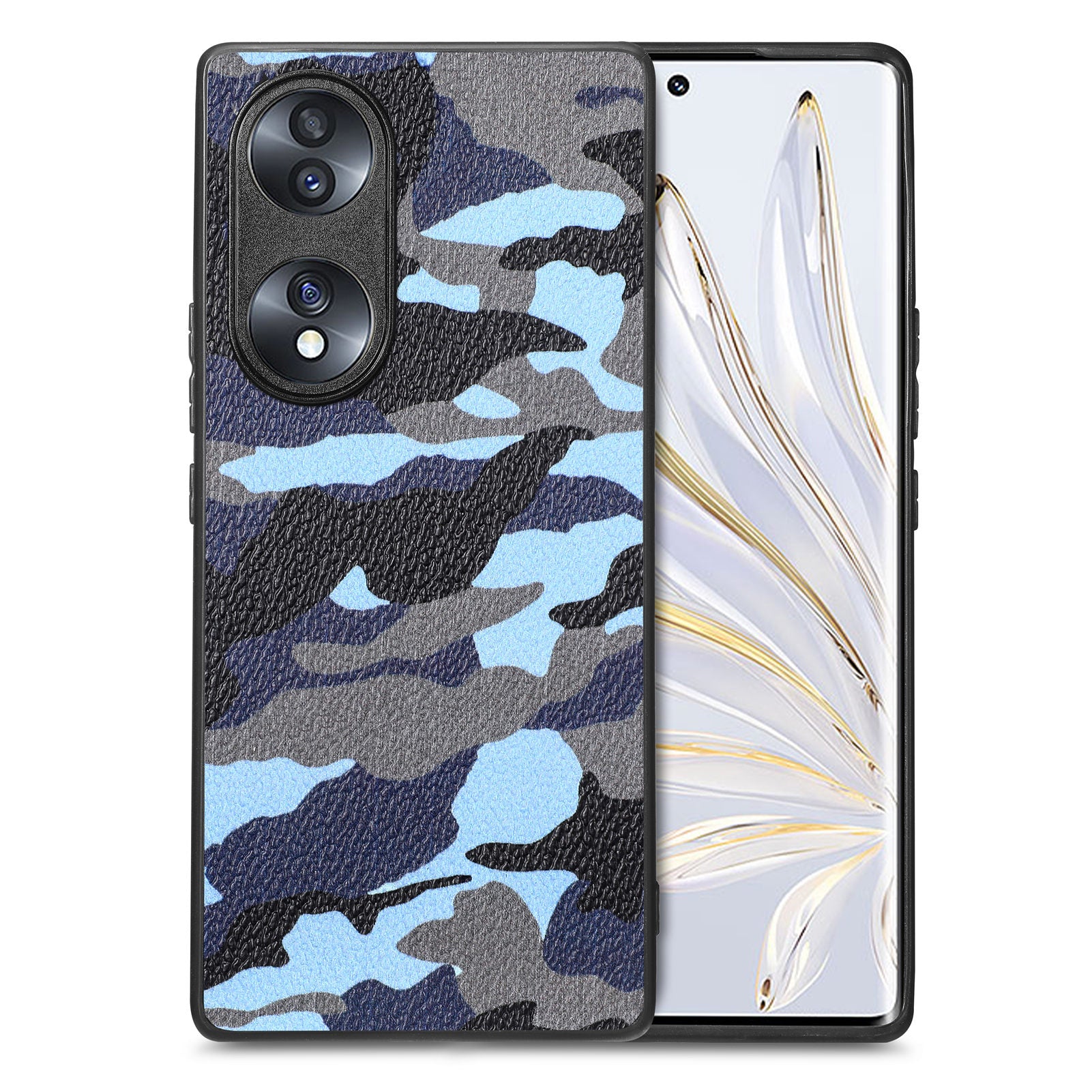 Cell Phone Case for Honor 70 5G PU Leather Coated PC TPU Cover Camouflage Pattern