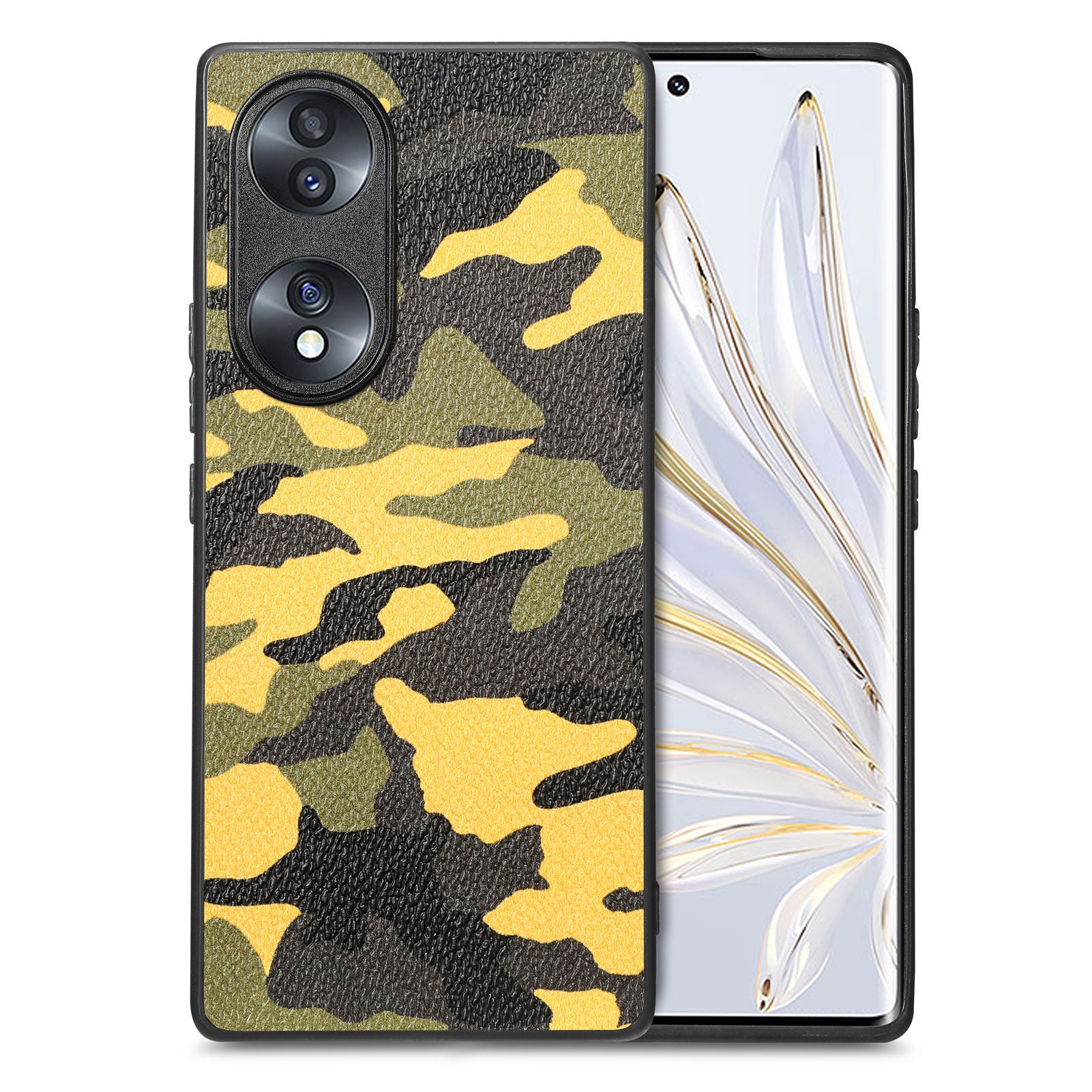 Cell Phone Case for Honor 70 5G PU Leather Coated PC TPU Cover Camouflage Pattern