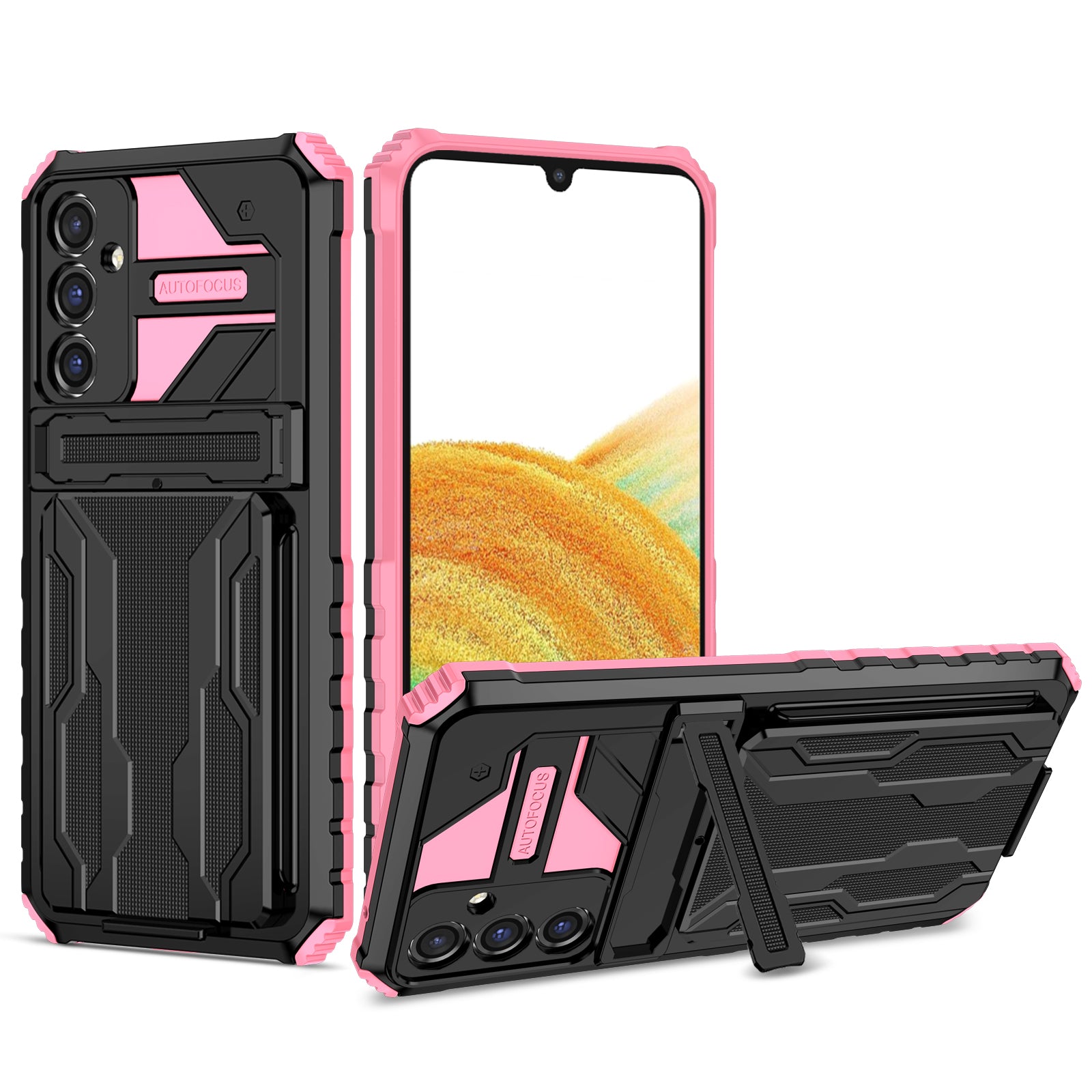 For Samsung Galaxy A34 5G Kickstand Detachable Card Holder Case PC TPU Cell Phone Cover