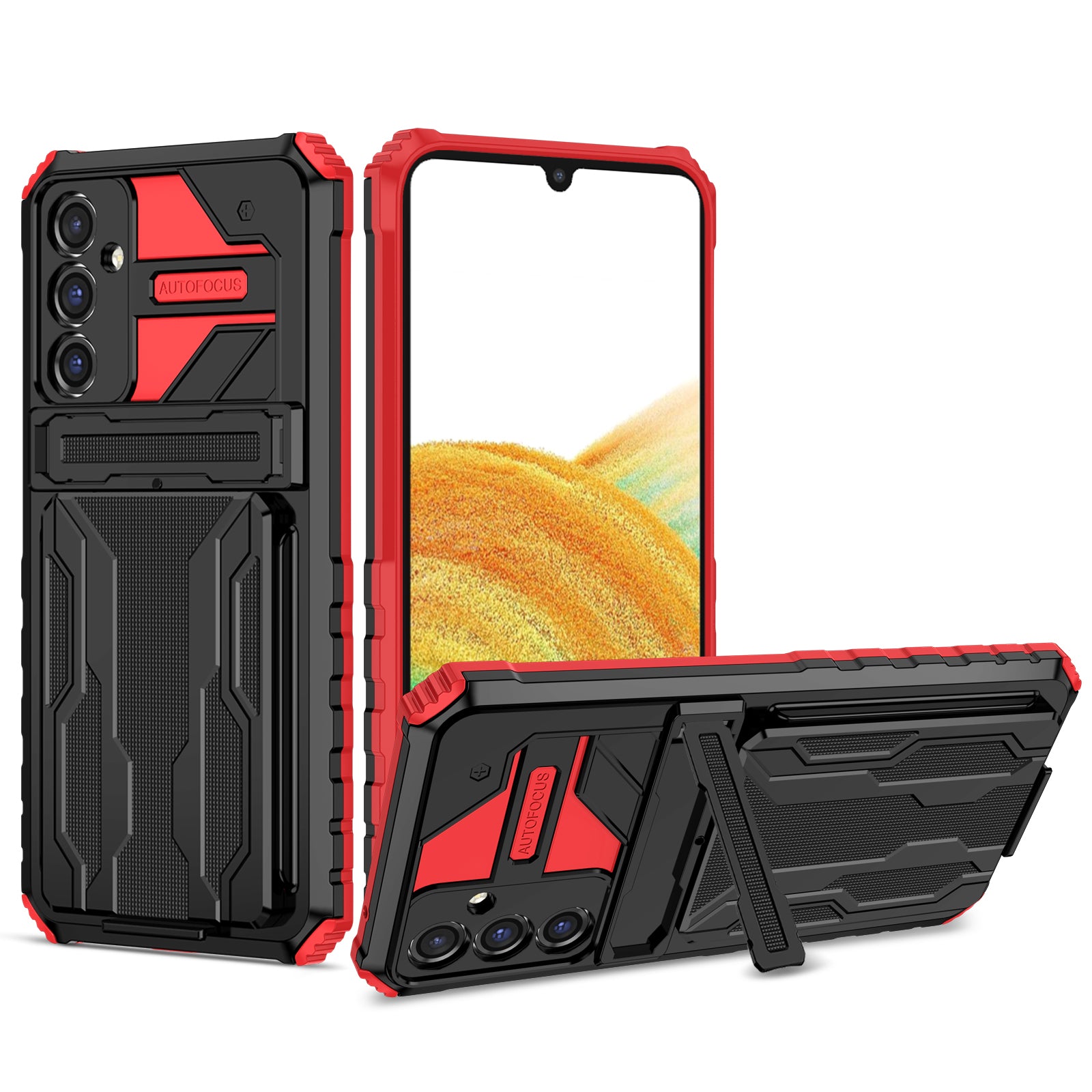 For Samsung Galaxy A34 5G Kickstand Detachable Card Holder Case PC TPU Cell Phone Cover