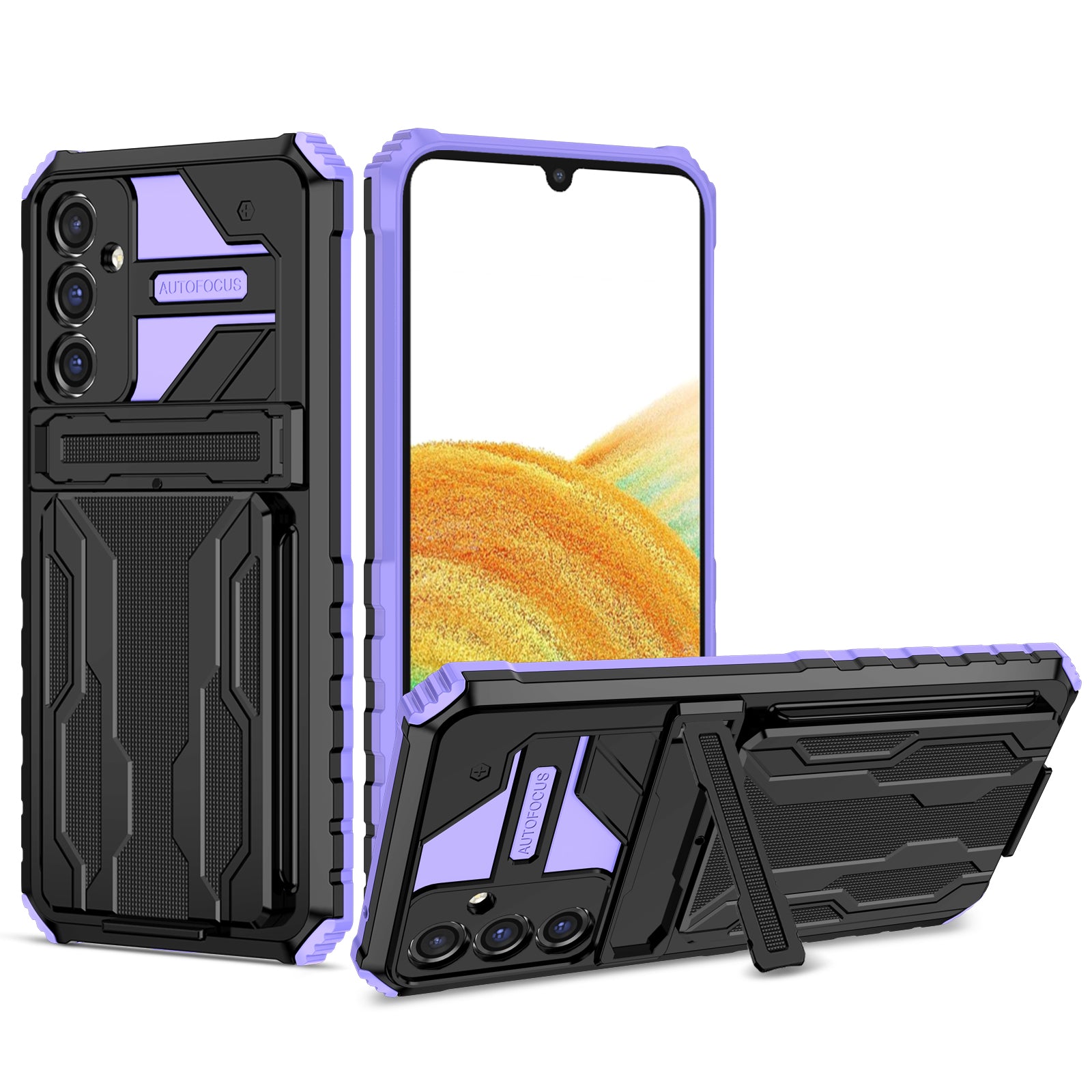 For Samsung Galaxy A34 5G Kickstand Detachable Card Holder Case PC TPU Cell Phone Cover