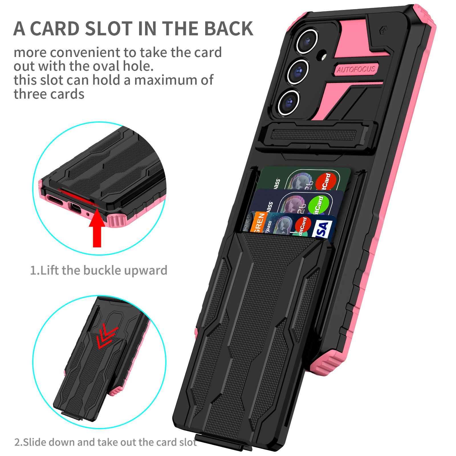 Kickstand Phone Case for Samsung Galaxy A54 5G Detachable Card Holder PC TPU Cover