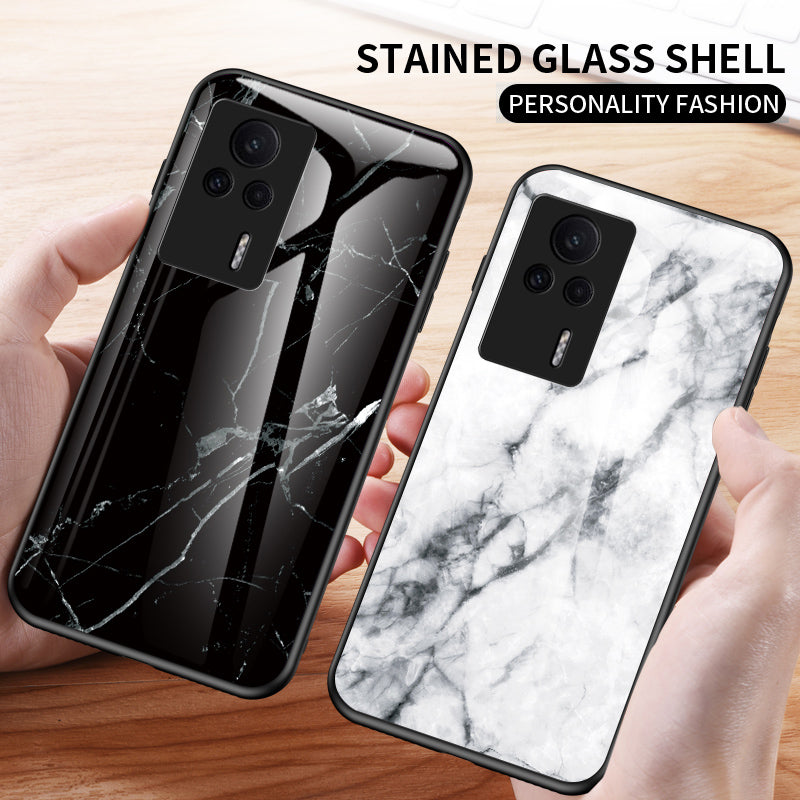 Marble Pattern Phone Case for Xiaomi Redmi K60E 5G Tempered Glass PC TPU Shockproof Cover