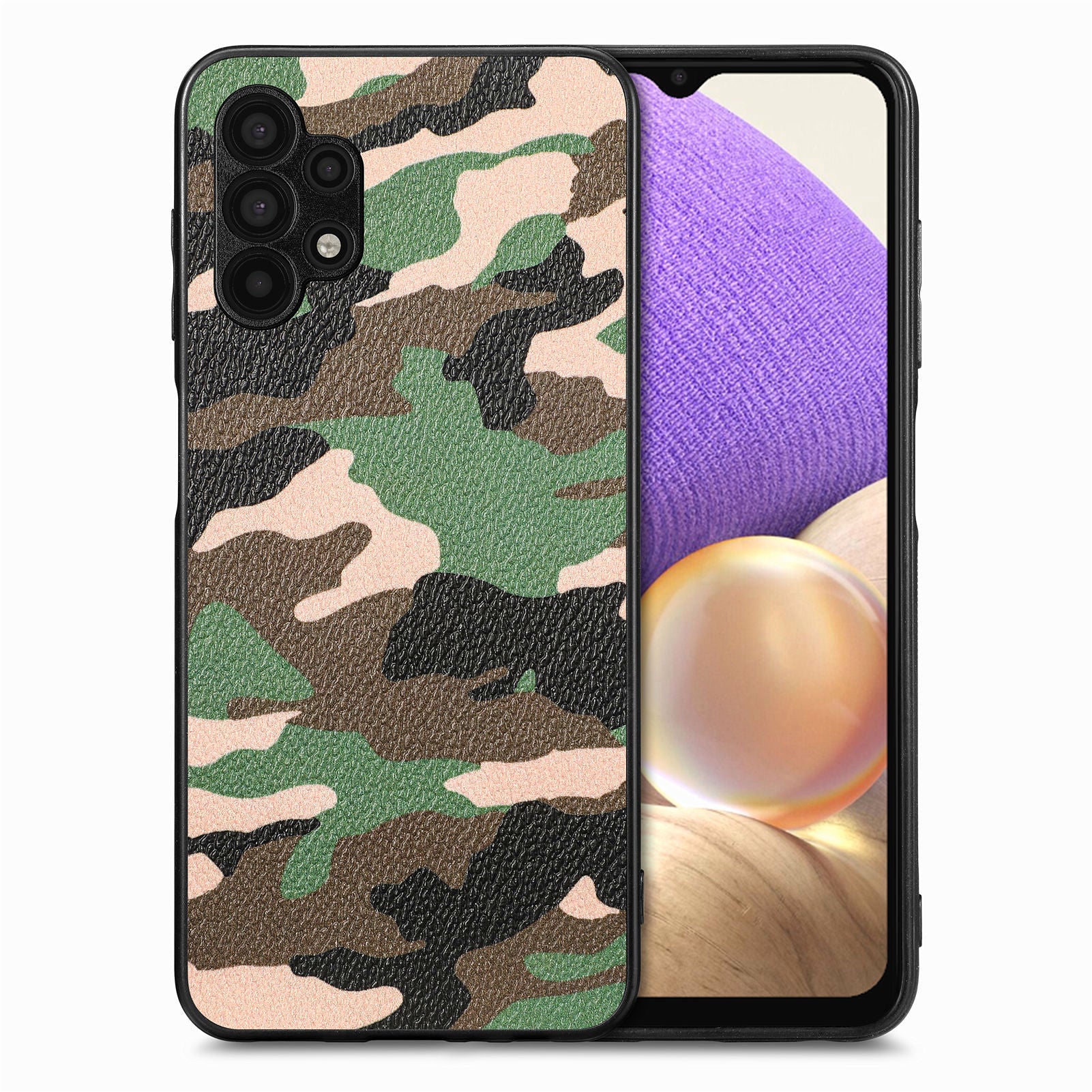 For Samsung Galaxy A32 5G / M32 5G Camouflage Pattern PU Leather Coated PC TPU Case Cell Phone Cover