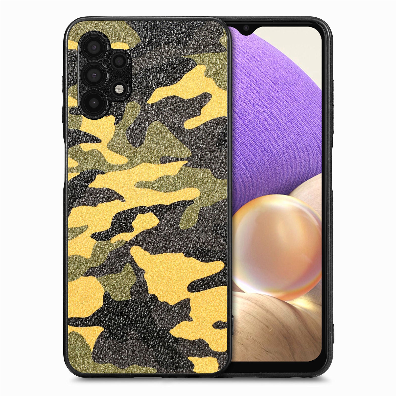 For Samsung Galaxy A32 5G M32 5G Camouflage Pattern PU Leather Coated PC TPU Case Cell Phone Cover