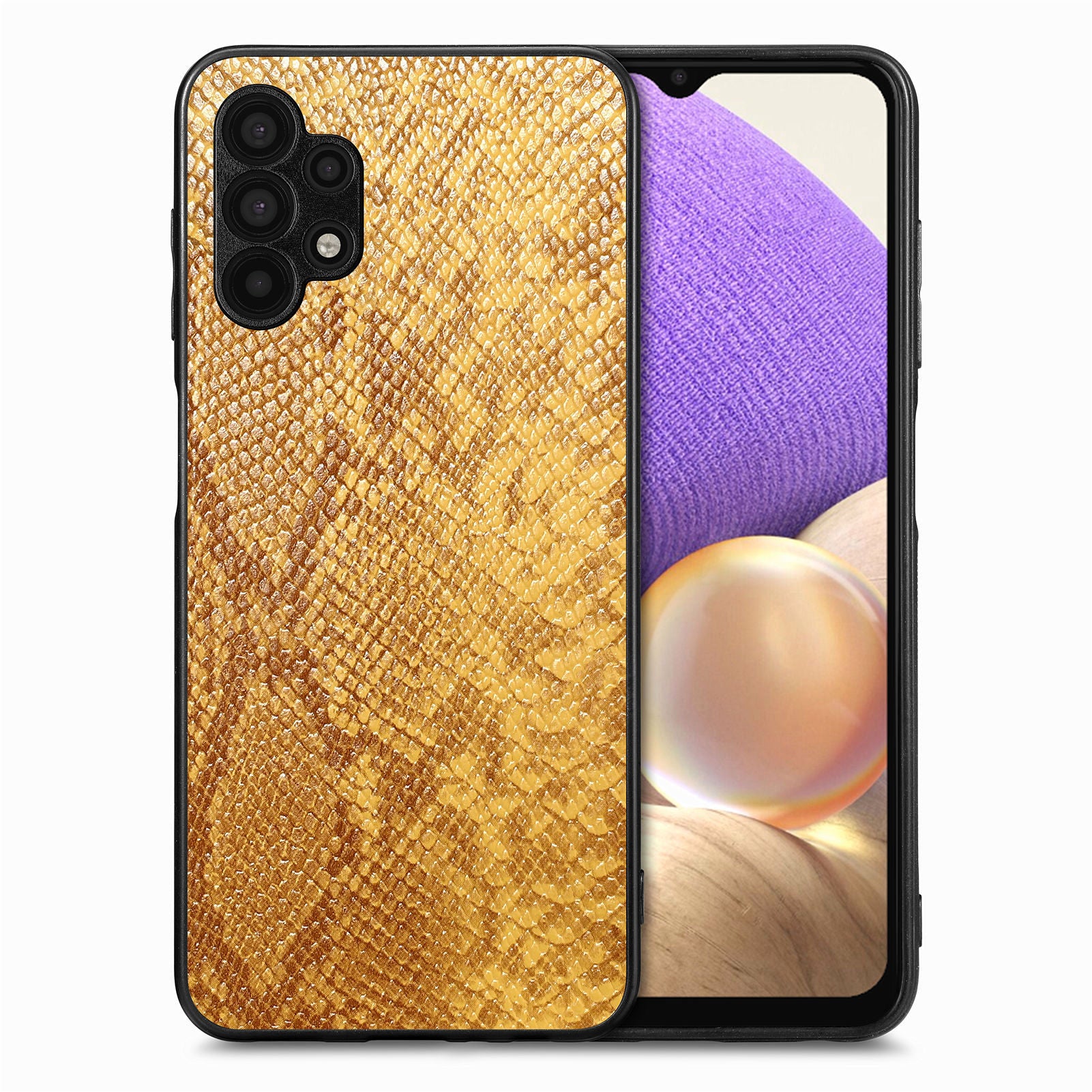 For Samsung Galaxy A32 5G M32 5G Cell Phone Case Snake Texture PU Leather Coated PC TPU Cover