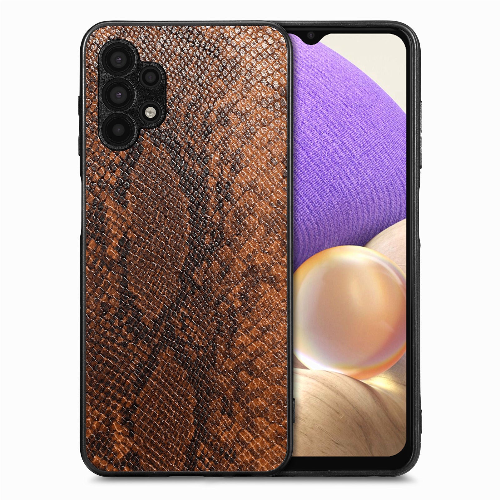 For Samsung Galaxy A32 5G M32 5G Cell Phone Case Snake Texture PU Leather Coated PC TPU Cover