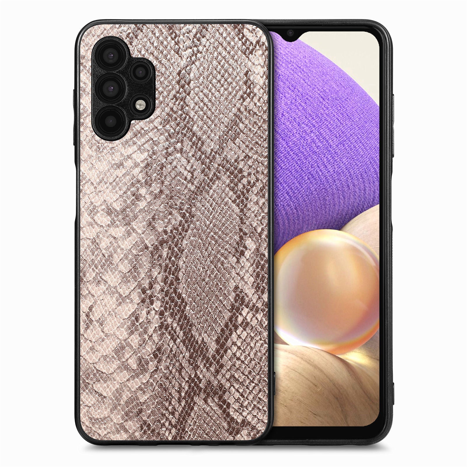 For Samsung Galaxy A32 5G M32 5G Cell Phone Case Snake Texture PU Leather Coated PC TPU Cover