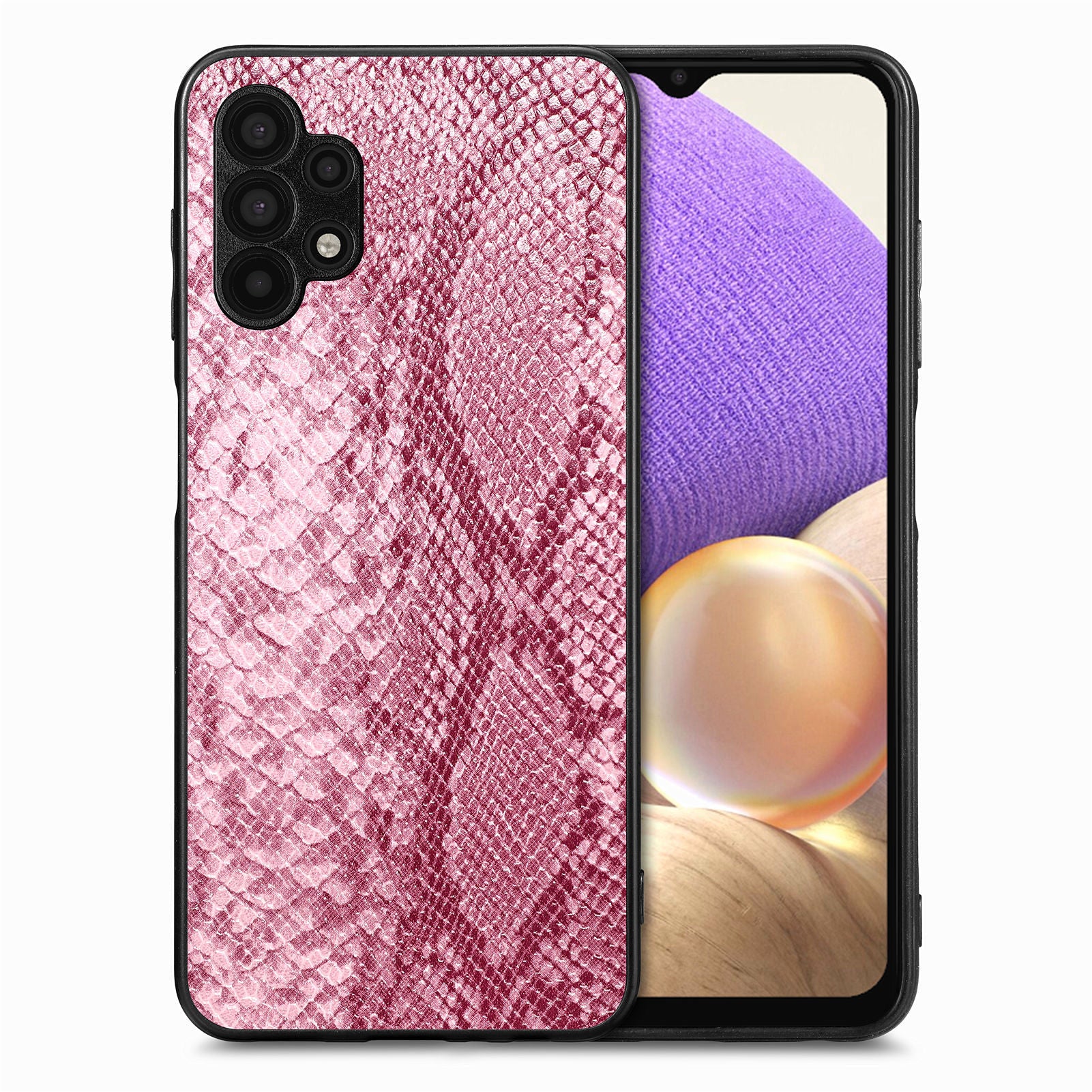 For Samsung Galaxy A32 5G M32 5G Cell Phone Case Snake Texture PU Leather Coated PC TPU Cover