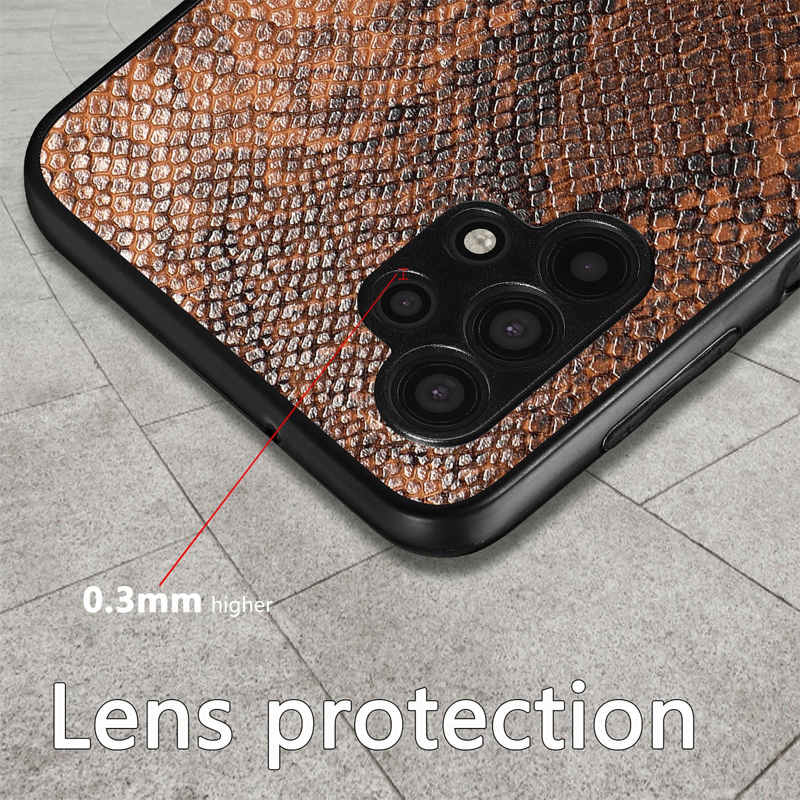 For Samsung Galaxy A32 5G M32 5G Cell Phone Case Snake Texture PU Leather Coated PC TPU Cover