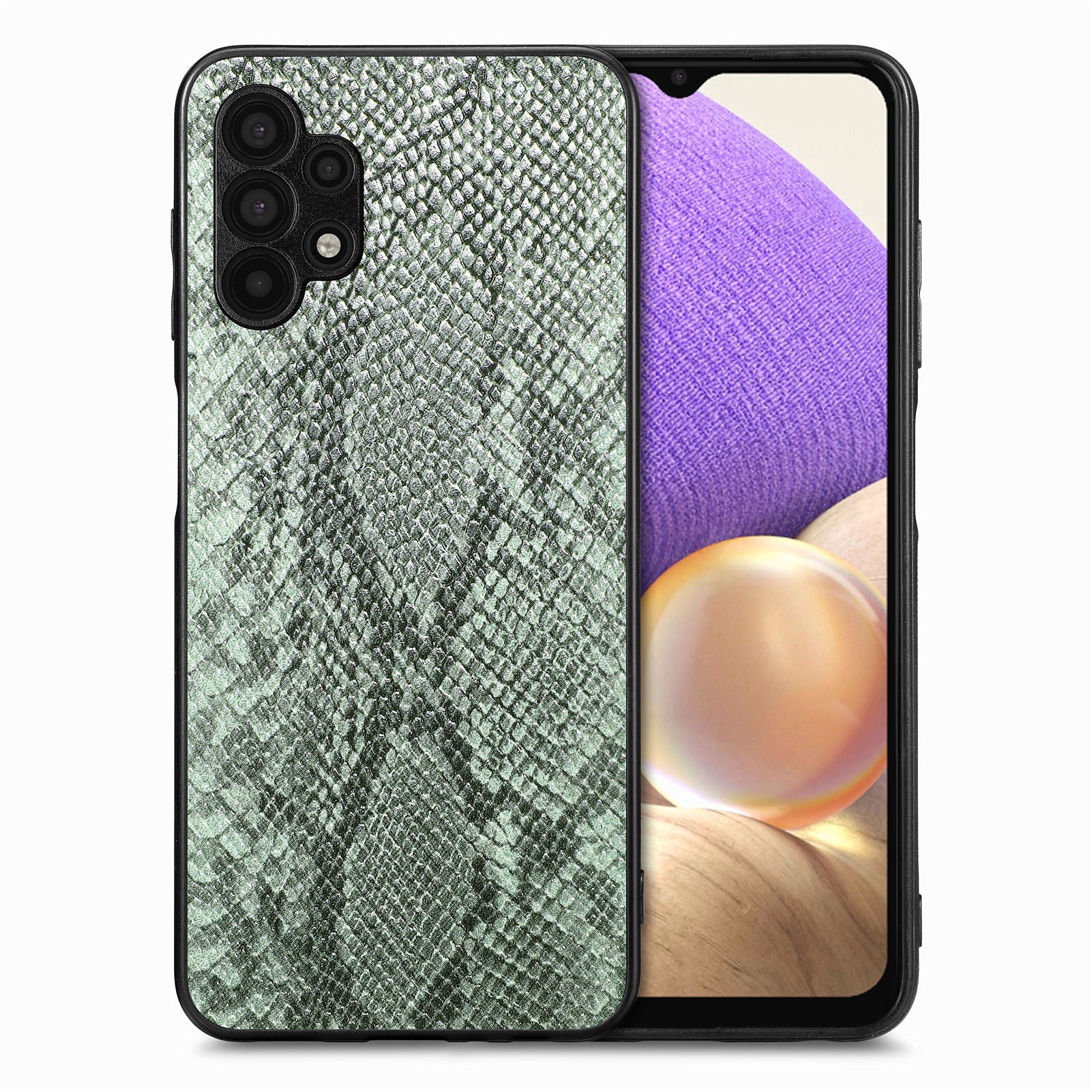 For Samsung Galaxy A32 5G M32 5G Cell Phone Case Snake Texture PU Leather Coated PC TPU Cover