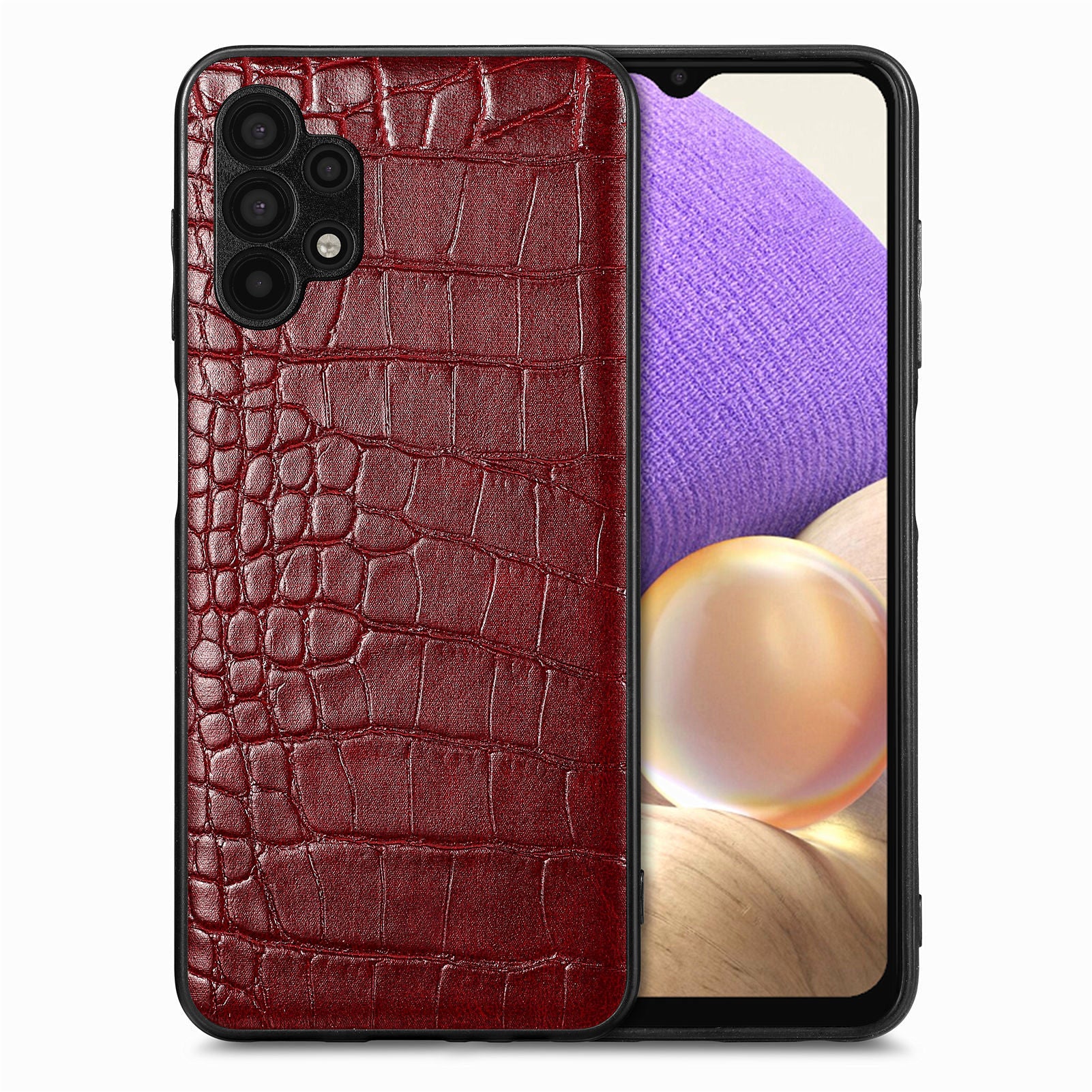 For Samsung Galaxy A32 5G M32 5G Crocodile Texture Phone Case PU Leather Coated TPU Anti-drop Cover