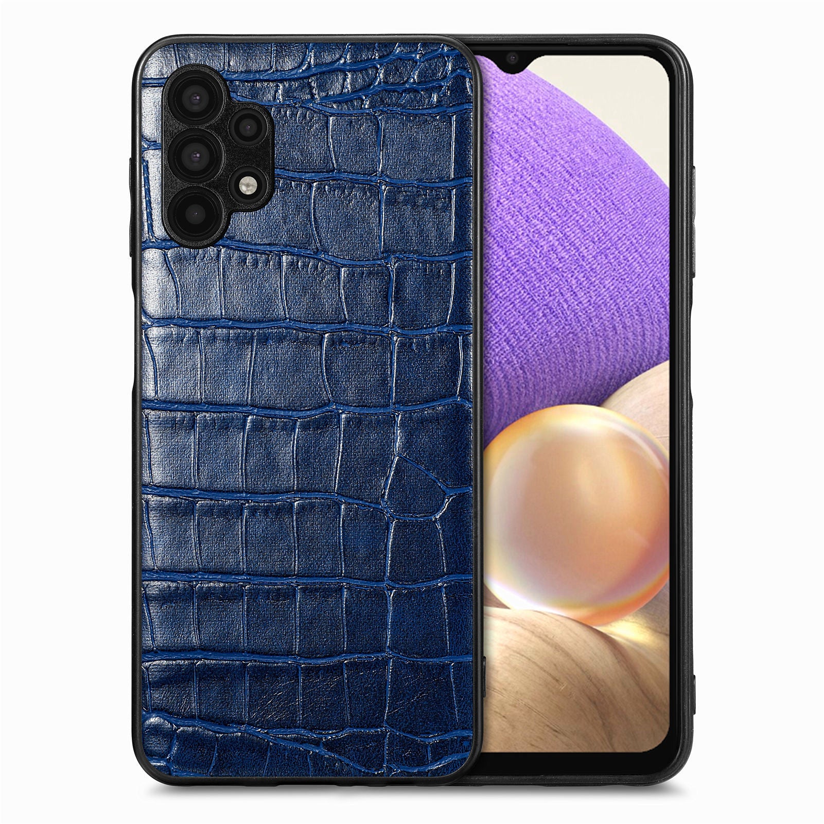For Samsung Galaxy A32 5G M32 5G Crocodile Texture Phone Case PU Leather Coated TPU Anti-drop Cover