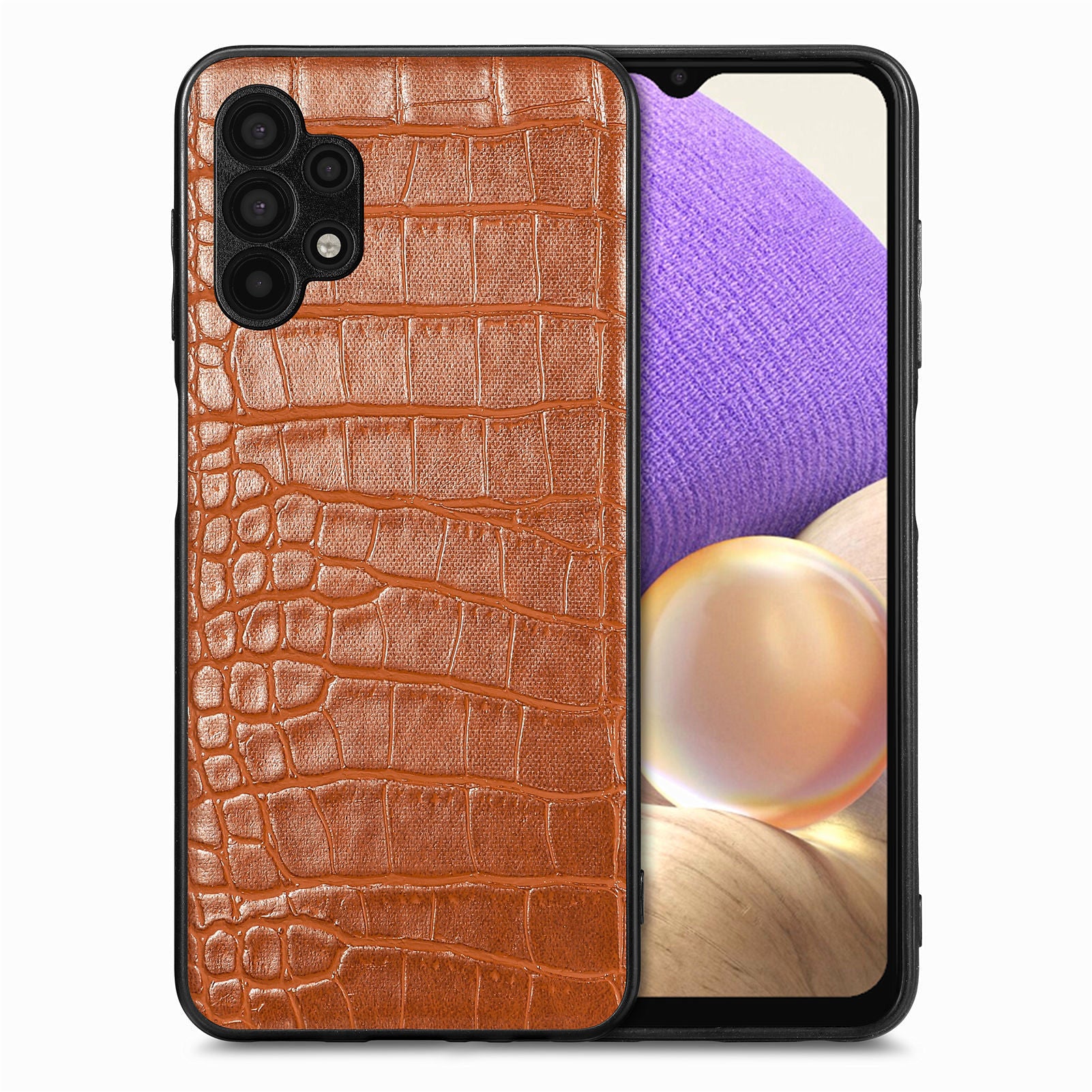 For Samsung Galaxy A32 5G M32 5G Crocodile Texture Phone Case PU Leather Coated TPU Anti-drop Cover