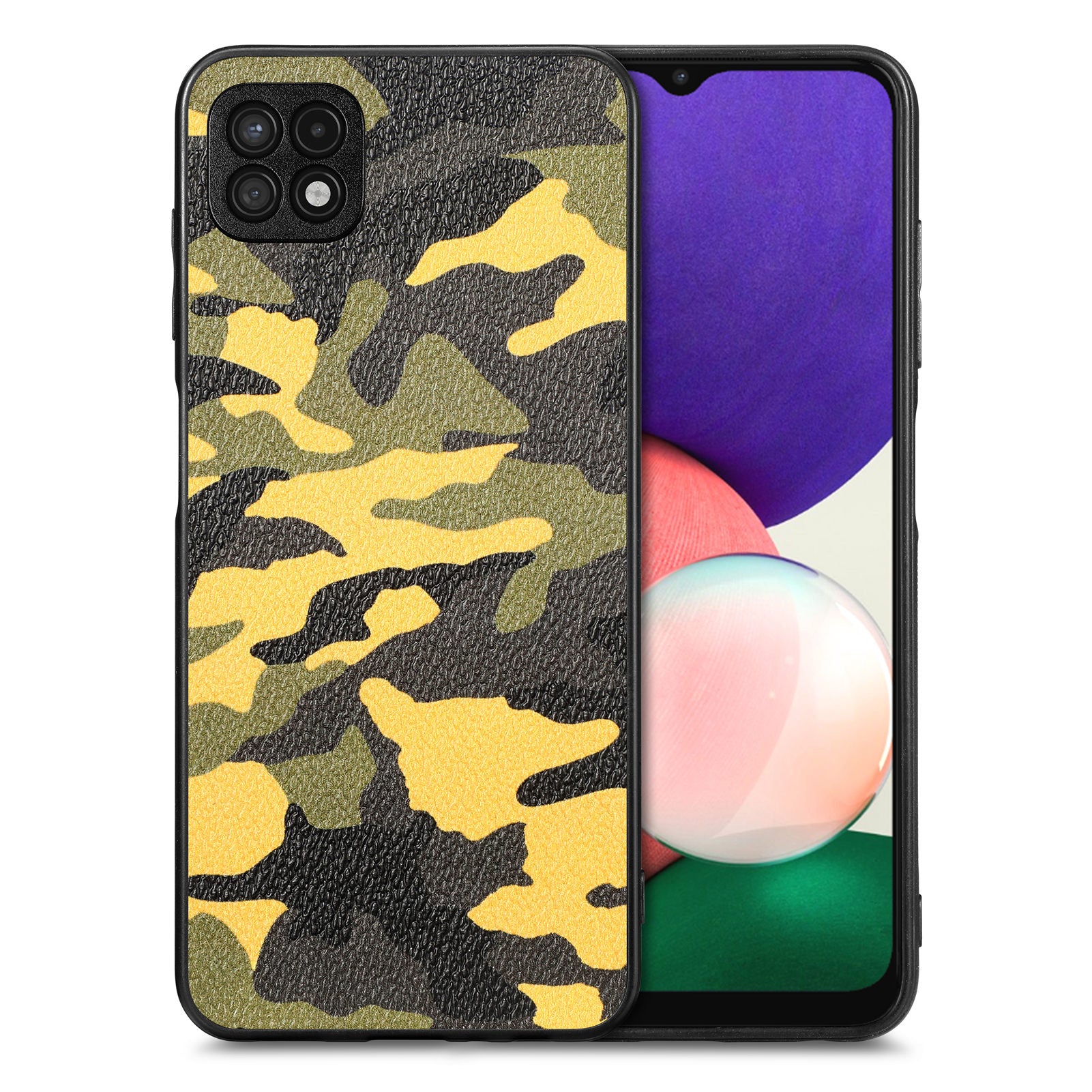 Phone Cover for Samsung Galaxy A22 5G (EU Version) Camouflage Pattern PU Leather Coated PC TPU Case