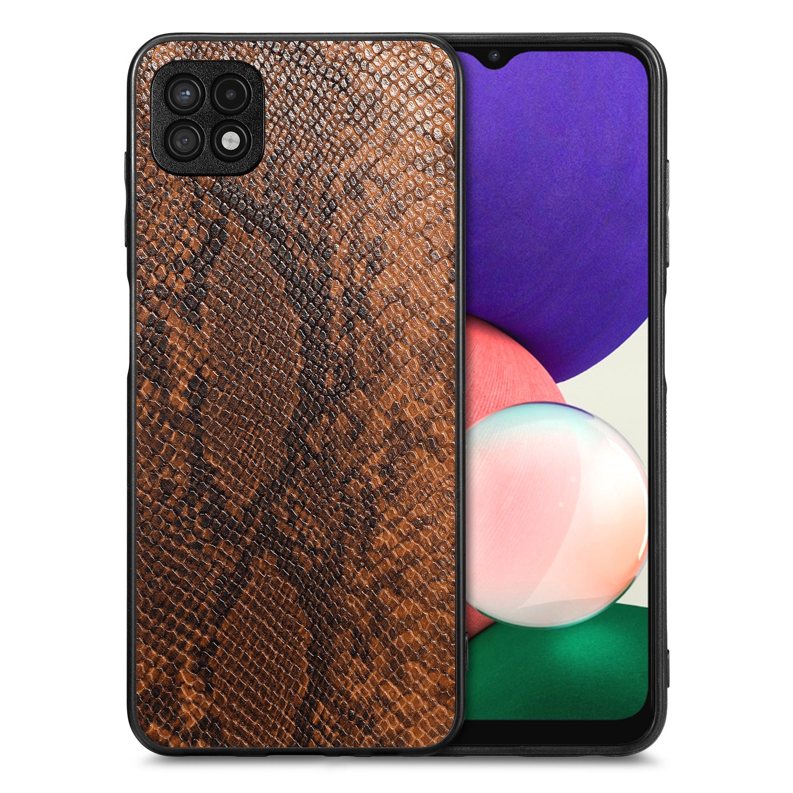 Snake Texture Phone Case for Samsung Galaxy A22 5G (EU Version) PU Leather PC TPU Cell Phone Cover
