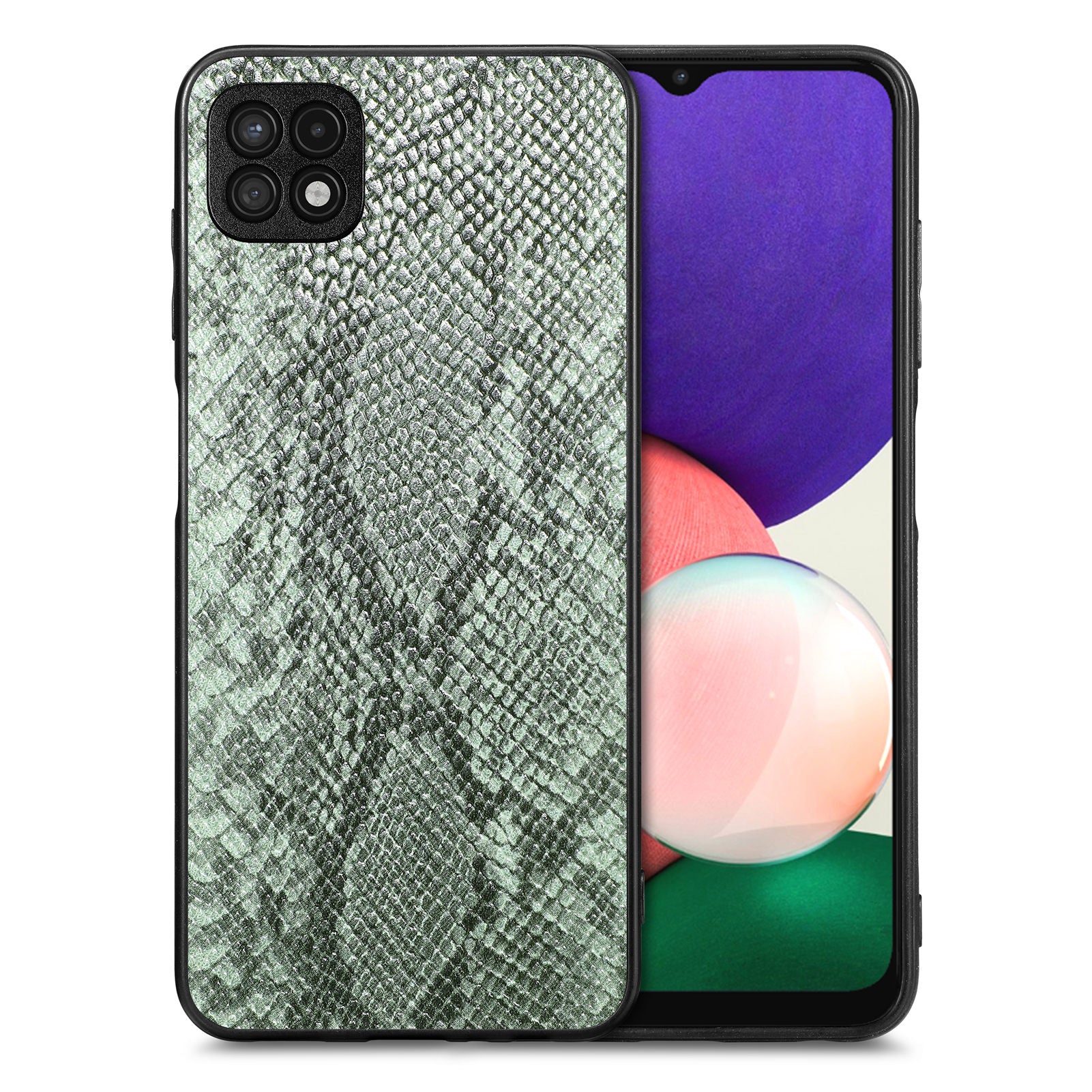 Pouzdro na telefon Snake Texture pro Samsung Galaxy A22 5G (EU verze) PU kožený PC TPU kryt na mobil