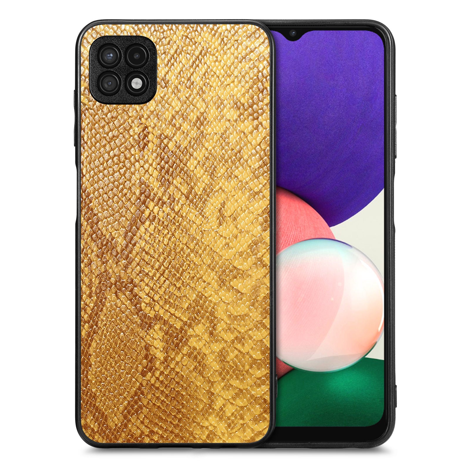 Pouzdro na telefon Snake Texture pro Samsung Galaxy A22 5G (EU verze) PU kožený PC TPU kryt na mobil