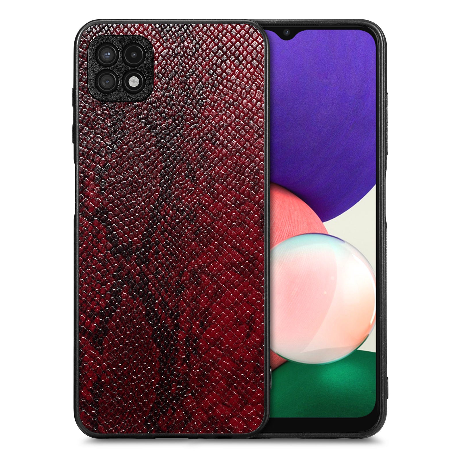 Pouzdro na telefon Snake Texture pro Samsung Galaxy A22 5G (EU verze) PU kožený PC TPU kryt na mobil