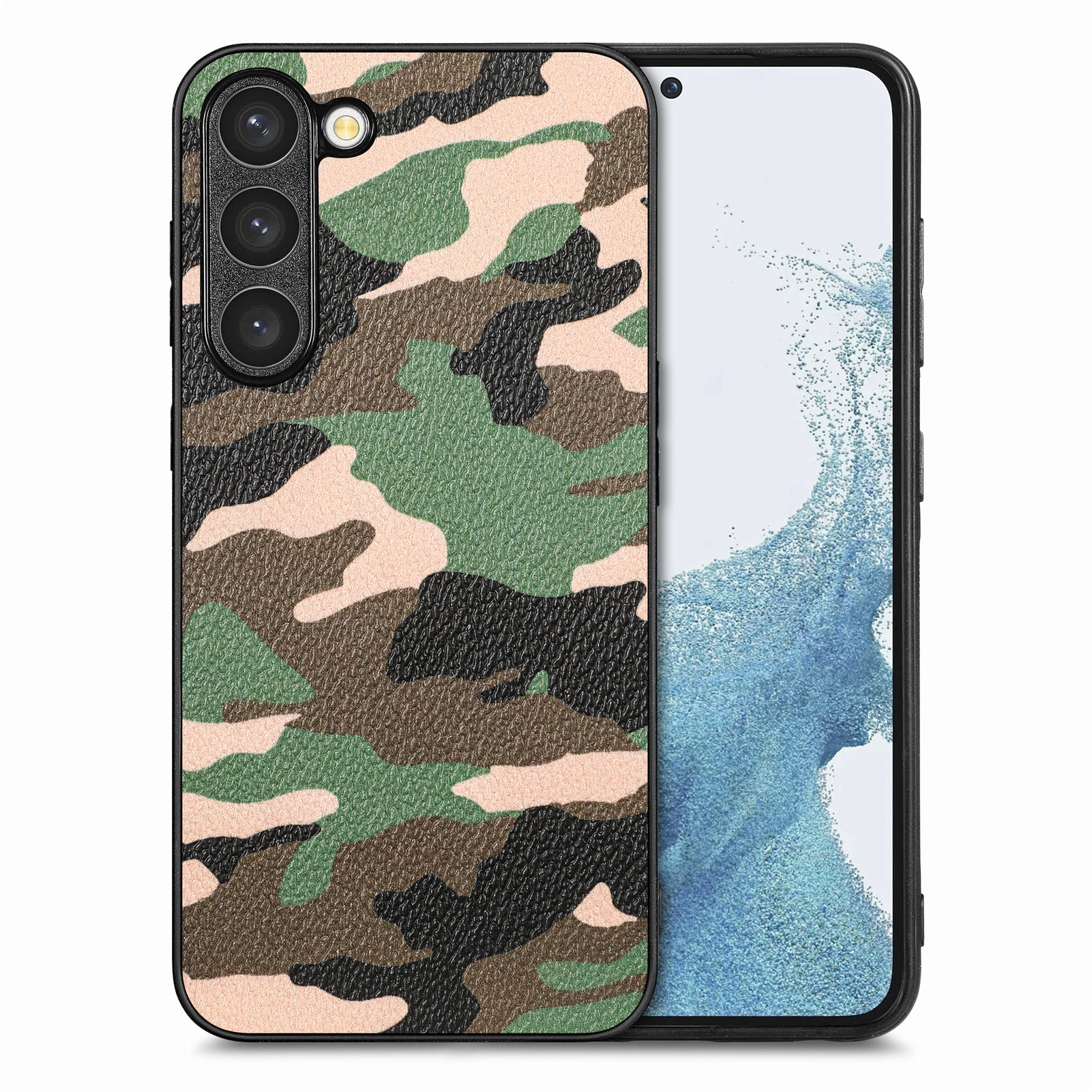 Phone Case for Samsung Galaxy S23 Camouflage Pattern Leather Coated PC TPU Precise Cutout Phone Cover
