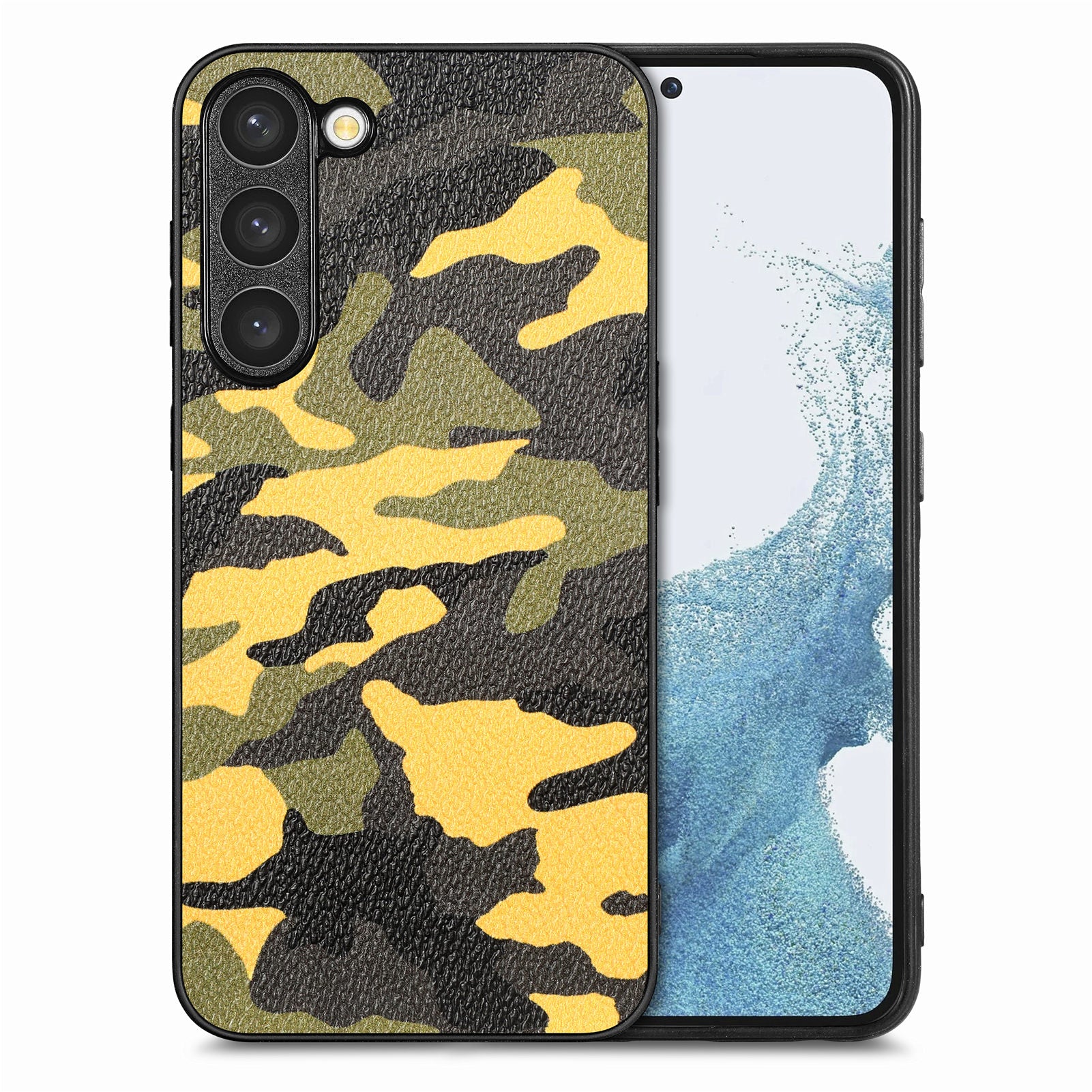 Phone Case for Samsung Galaxy S23 Camouflage Pattern Leather Coated PC TPU Precise Cutout Phone Cover
