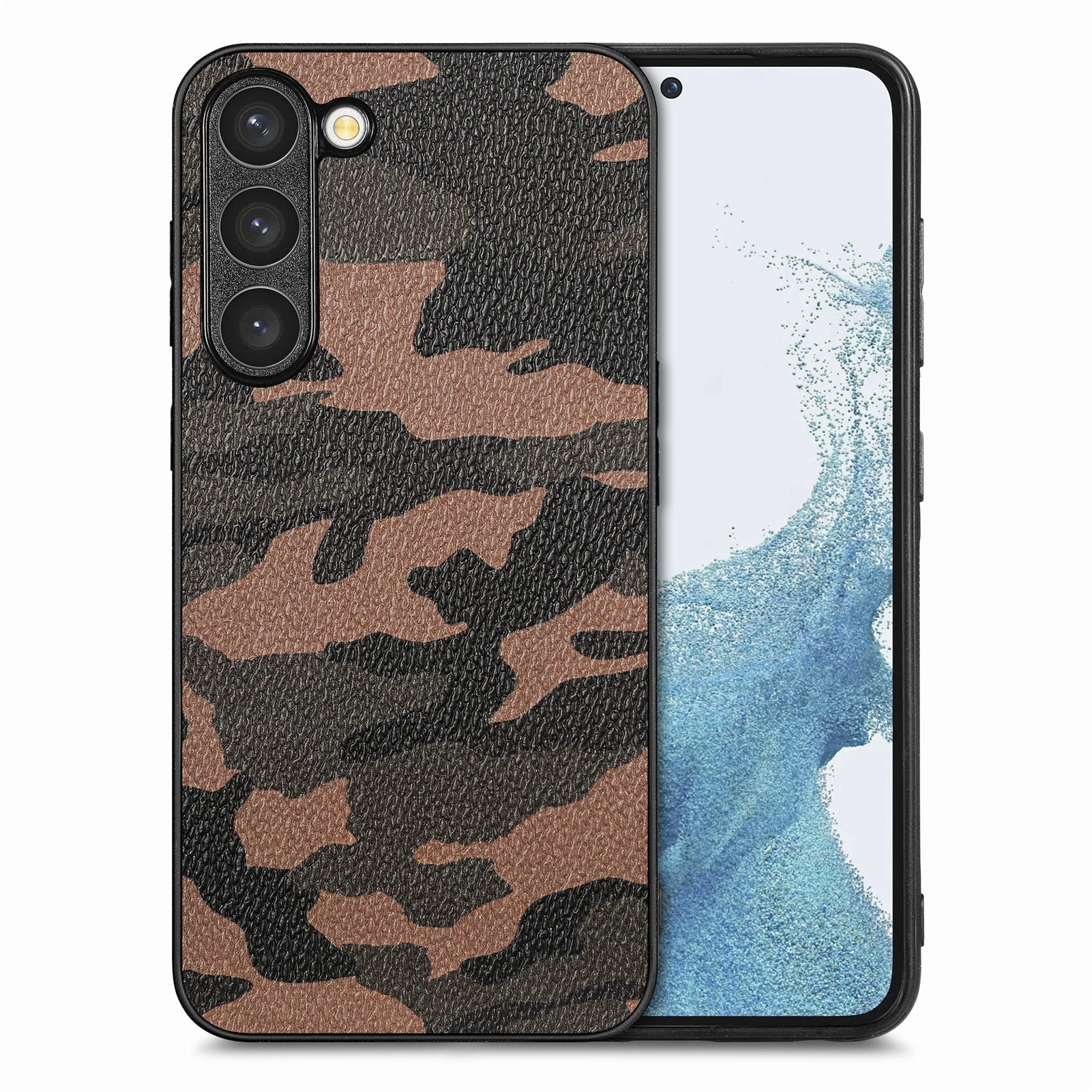 Phone Case for Samsung Galaxy S23 Camouflage Pattern Leather Coated PC TPU Precise Cutout Phone Cover
