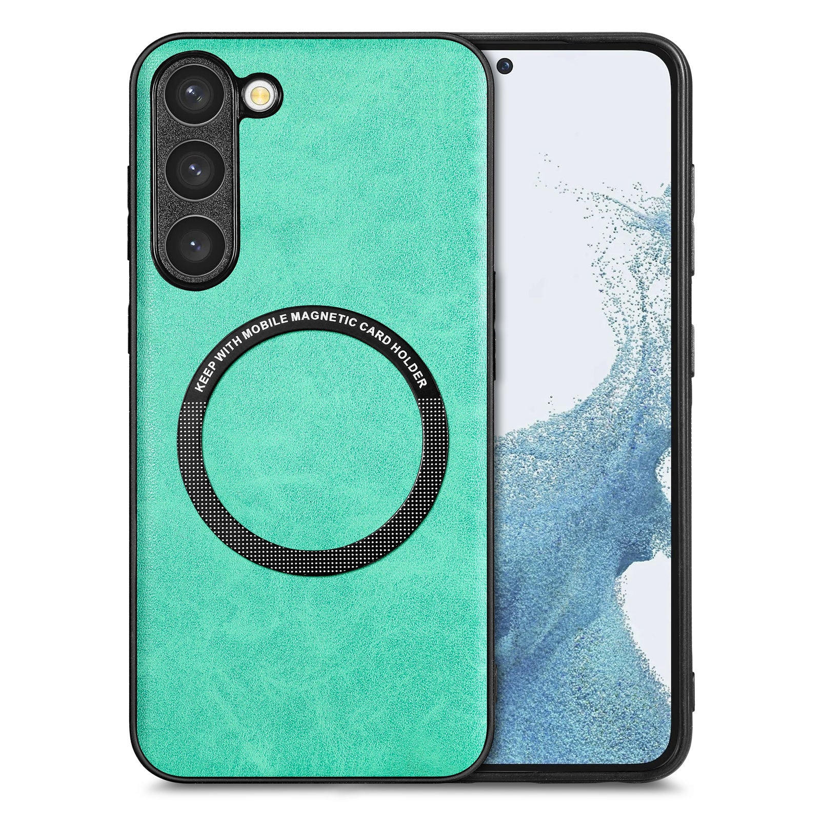 PU Leather Coated PC TPU Case Compatible with MagSafe for Samsung Galaxy S23 Cell Phone Cover