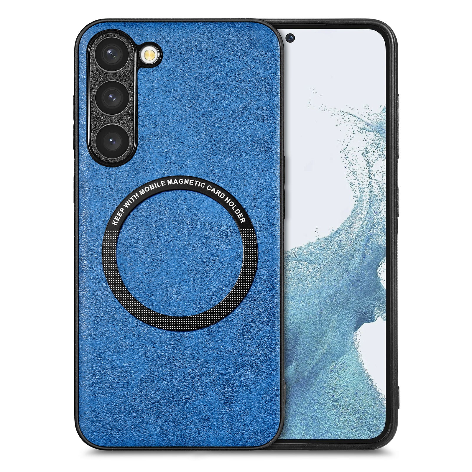 PU Leather Coated PC TPU Case Compatible with MagSafe for Samsung Galaxy S23 Cell Phone Cover