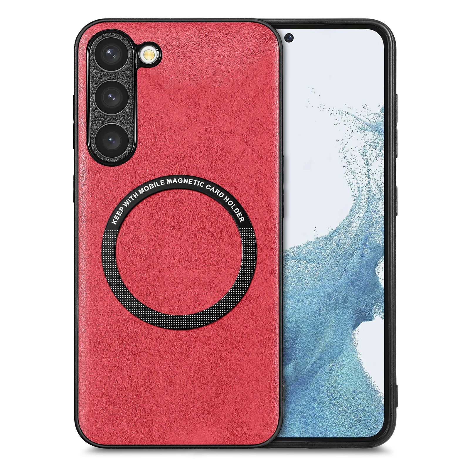 PU Leather Coated PC TPU Case Compatible with MagSafe for Samsung Galaxy S23 Cell Phone Cover