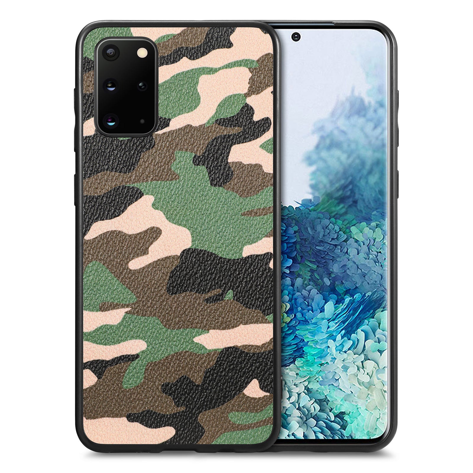 For Samsung Galaxy S20 Plus 5G 4G Camouflage Pattern Leather Coated PC TPU Case Protective Phone Cover