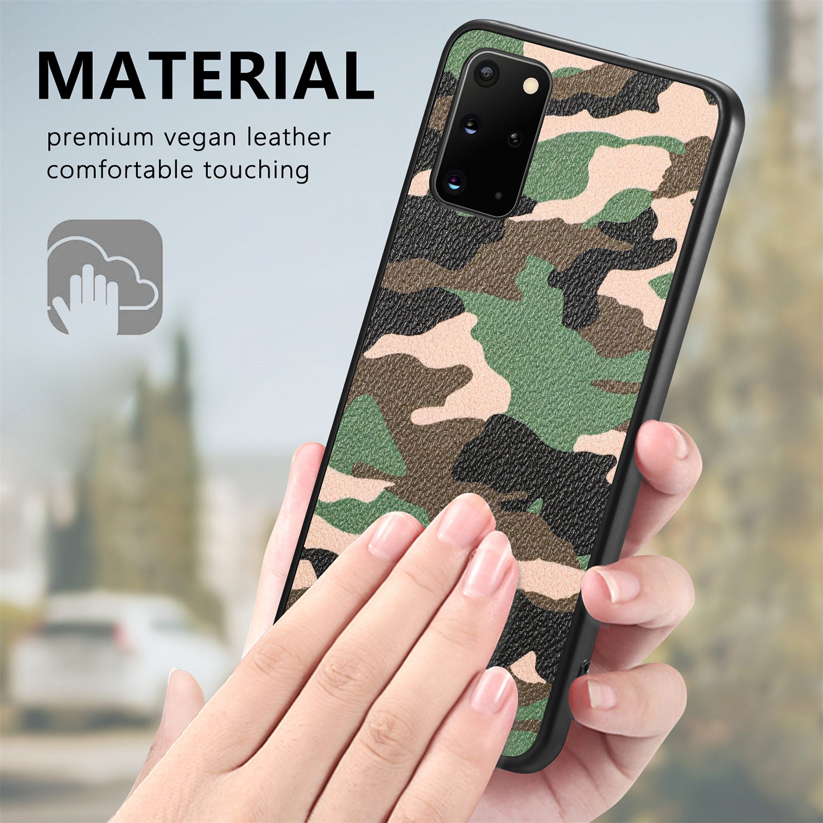 For Samsung Galaxy S20 Plus 5G 4G Camouflage Pattern Leather Coated PC TPU Case Protective Phone Cover