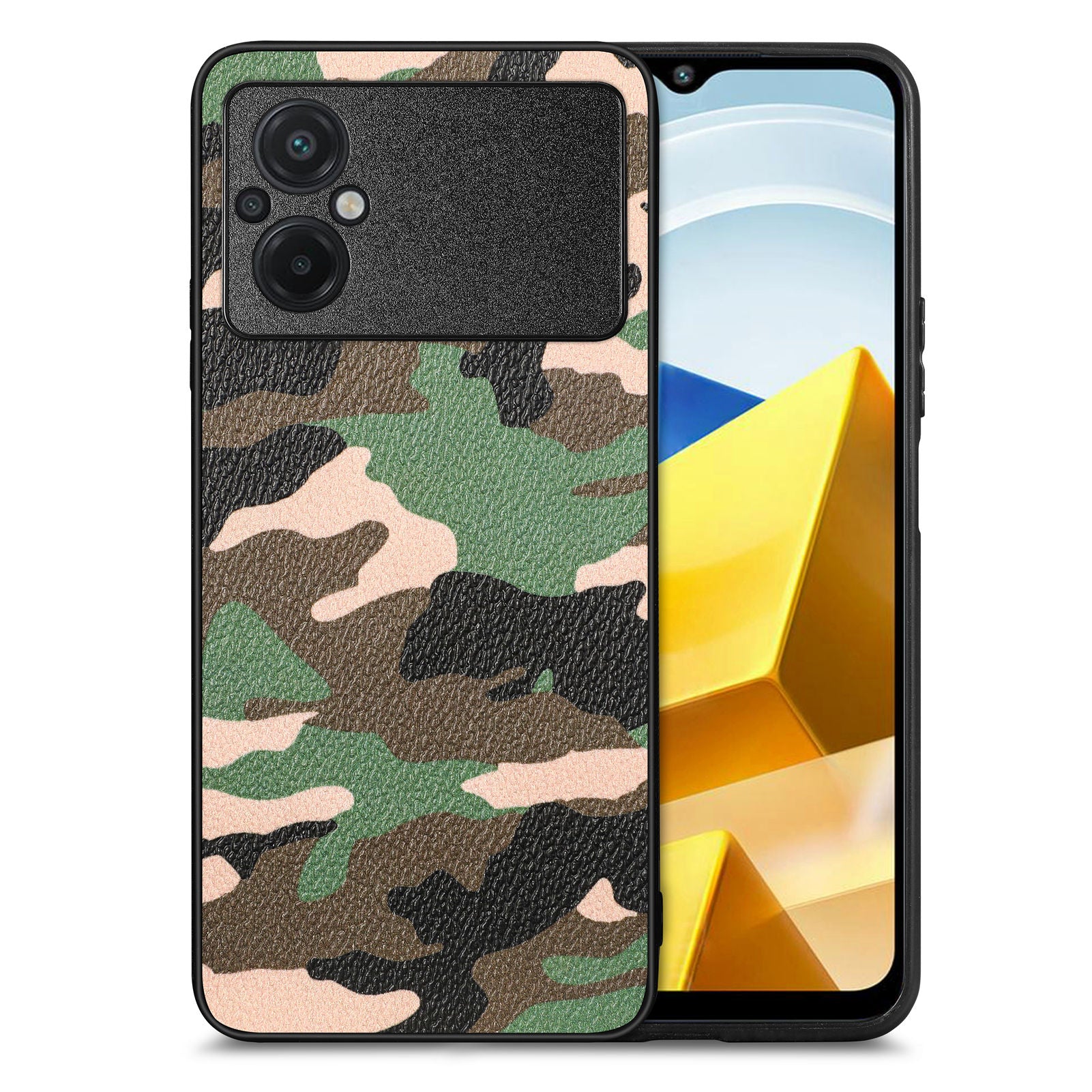 For Xiaomi Poco M5 4G Camouflage Pattern Phone Case Anti-scratch Leather Coated PC TPU Cover