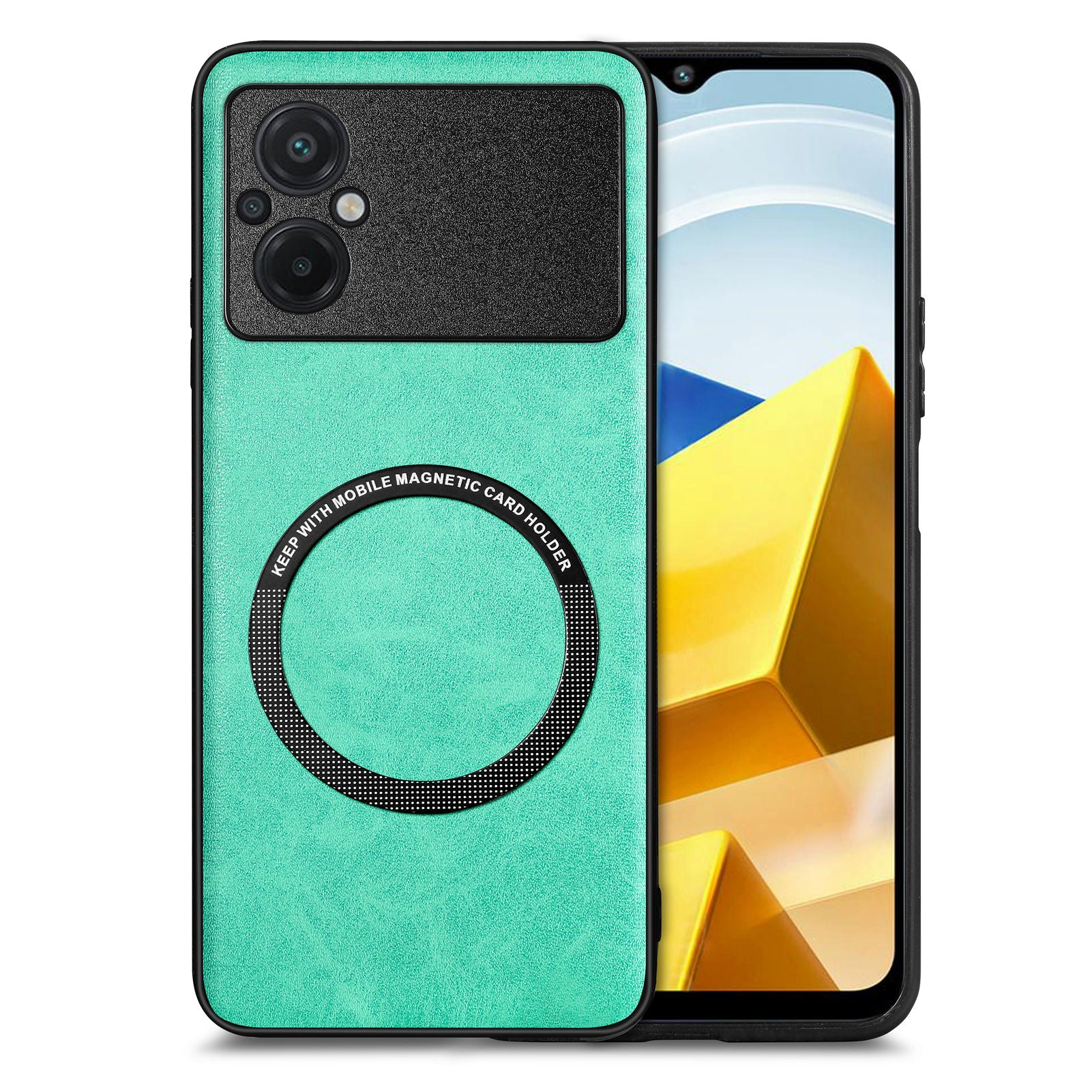 For Xiaomi Poco M5 4G Cell Phone Case Compatible with MagSafe Car Mount Metal Sheet Leather Coated PC TPU Cover