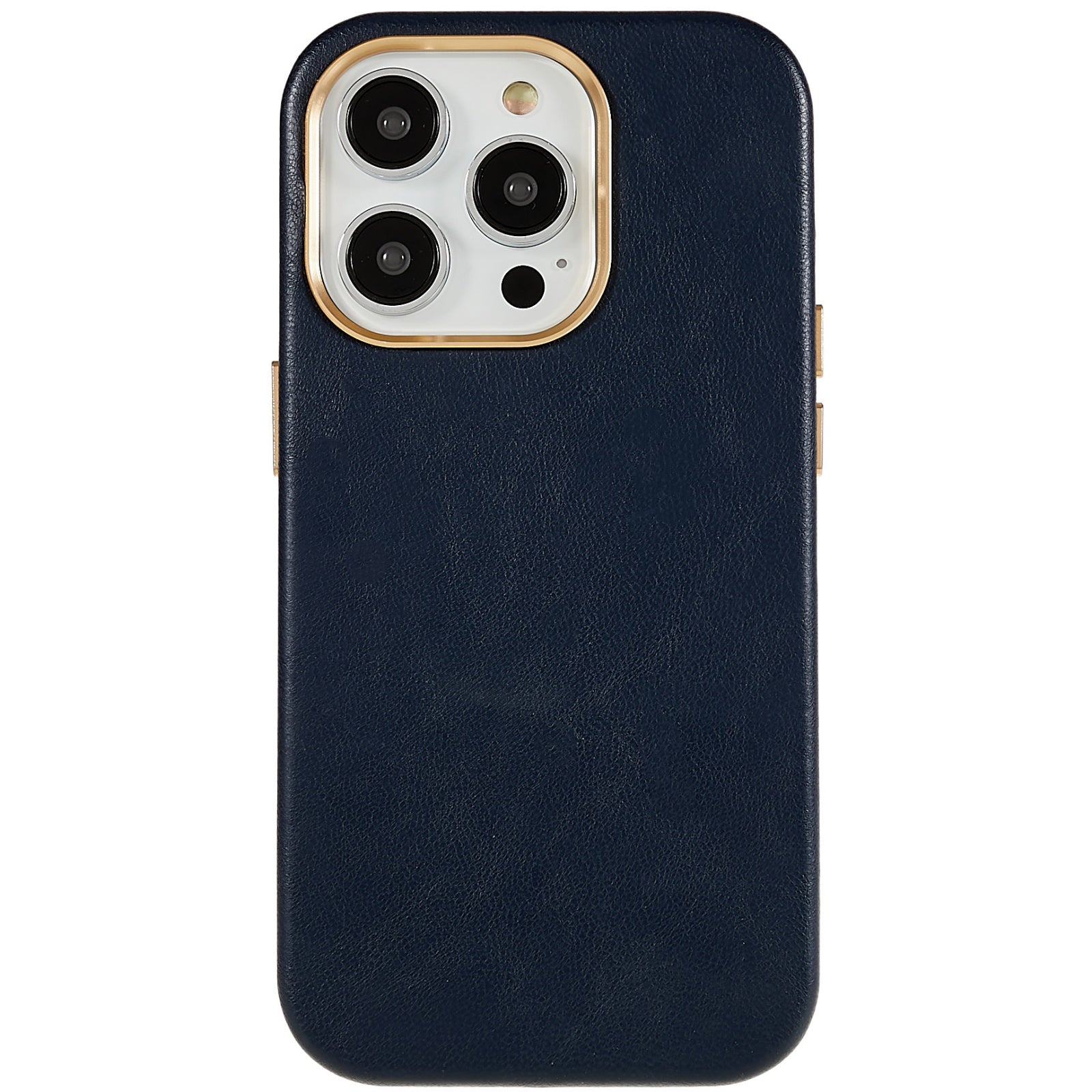 For iPhone 14 Pro Max Business Phone Case PU Leather PC Cell Phone Cover with Metal Lens Ring Frame