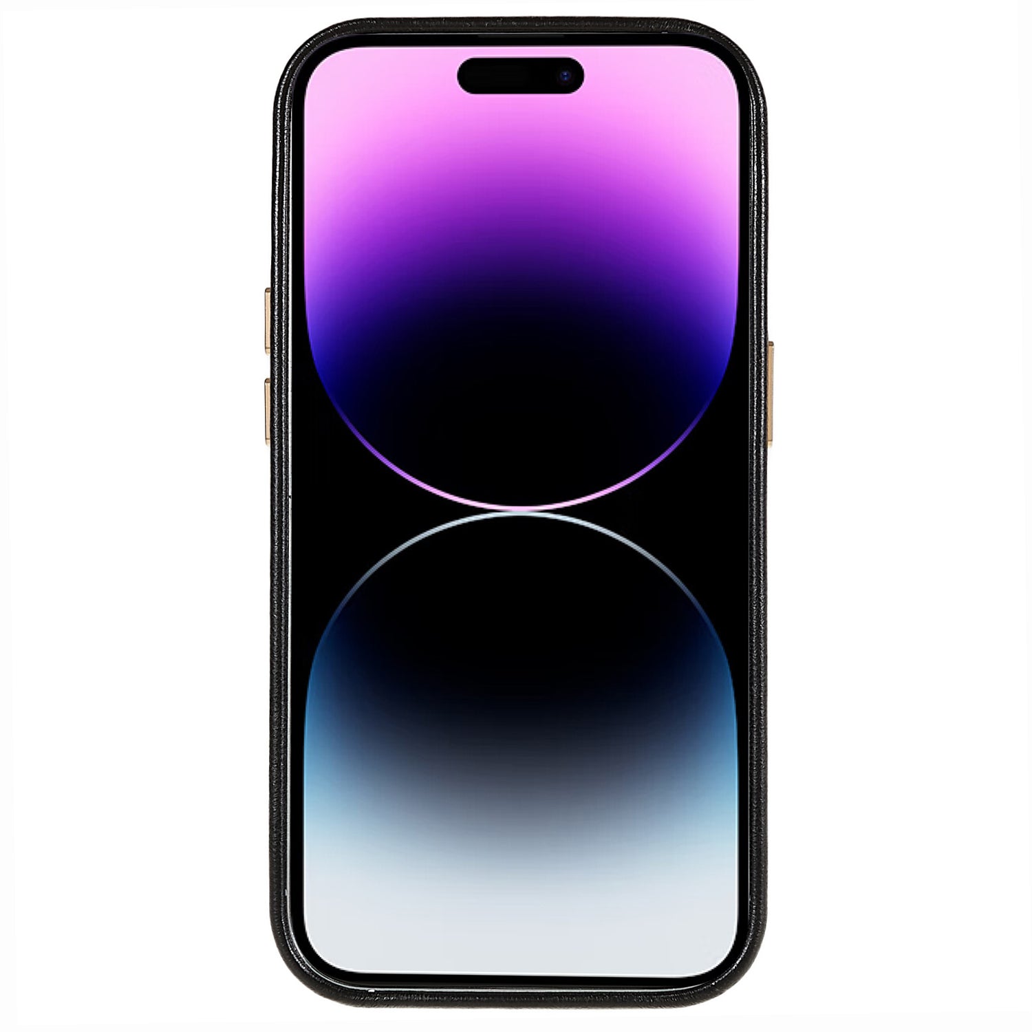 For iPhone 14 Pro Max Business Phone Case PU Leather PC Cell Phone Cover with Metal Lens Ring Frame