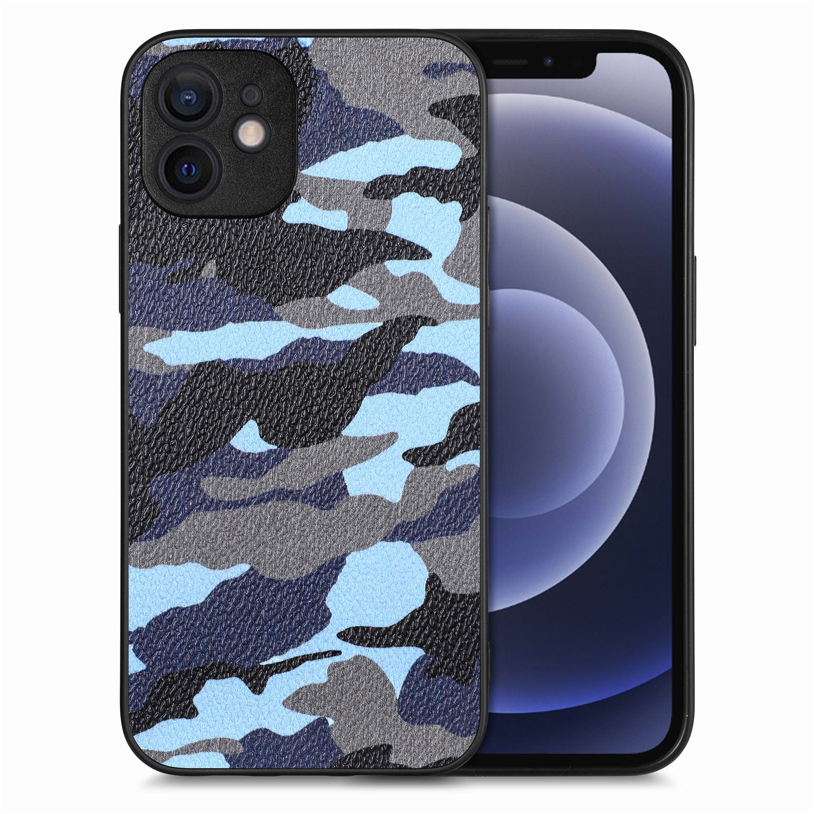 For iPhone 12 6.1 inch Camouflage Phone Case Precise Cutout PU Leather PC TPU Protective Cover
