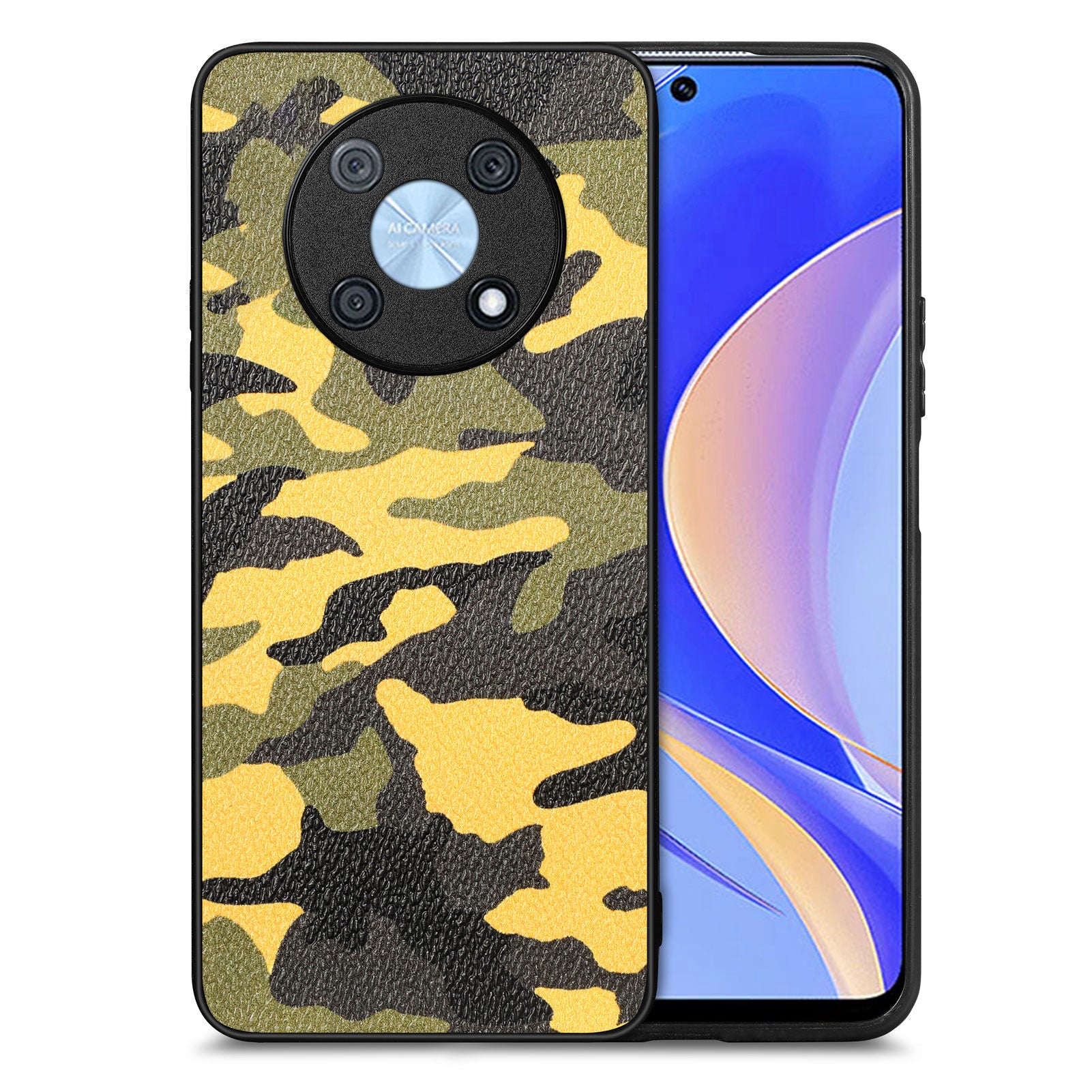 For Huawei nova Y90 4G Precise Cutout PU Leather PC TPU Back Cover Camouflage Design Phone Case
