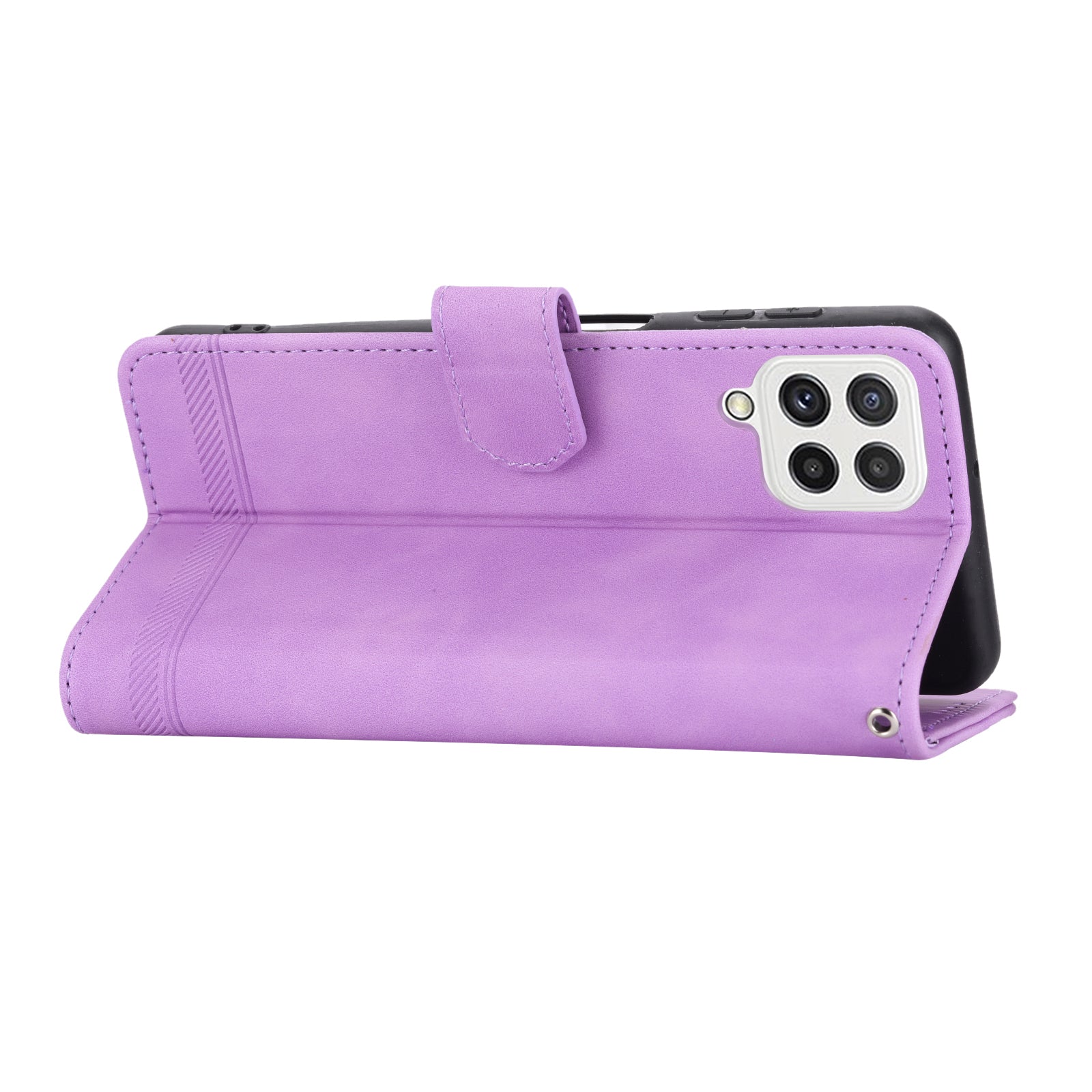 DIERFENG DF-03 Phone Case for Samsung Galaxy A22 4G (EU Version) Stand Wallet Lines Imprinted Leather Cover