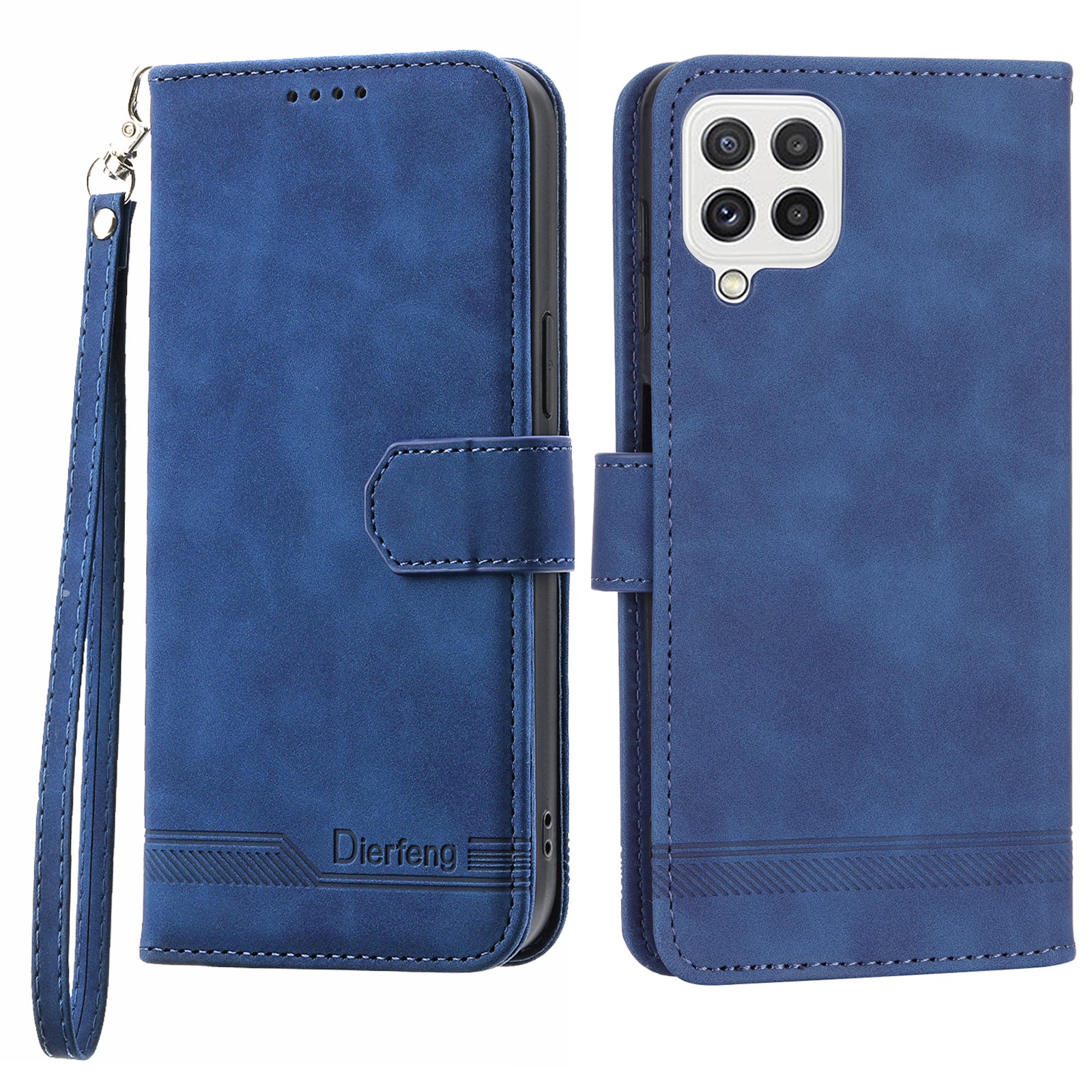 DIERFENG DF-03 Phone Case for Samsung Galaxy A22 4G (EU Version) Stand Wallet Lines Imprinted Leather Cover