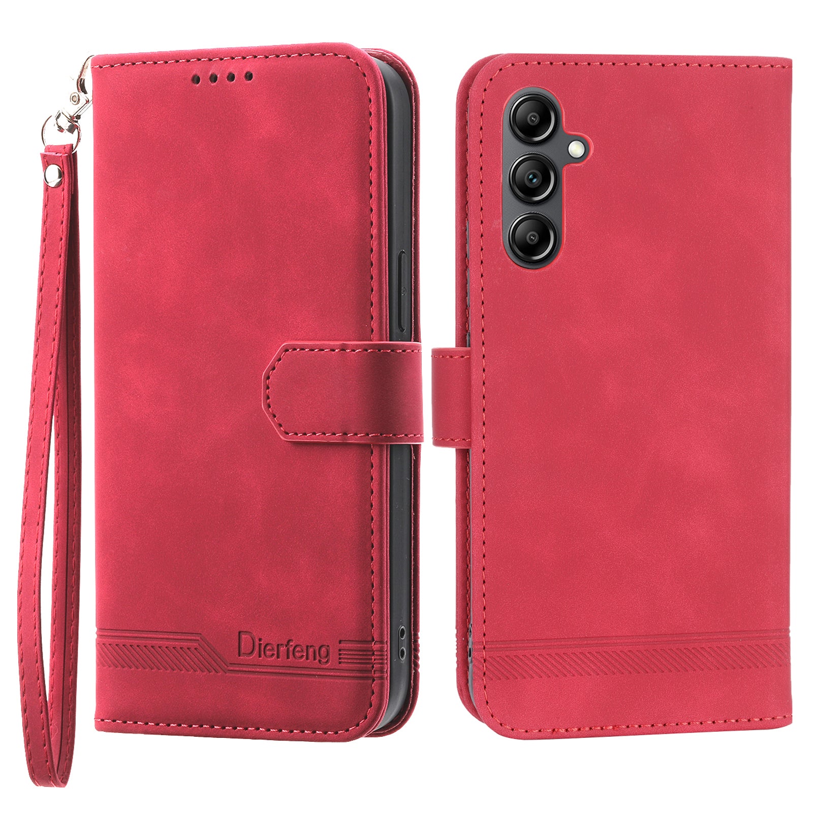 DIERFENG DF-03 Wallet Leather Case for Samsung Galaxy A34 5G Lines Imprinted Stand Cell Phone Cover