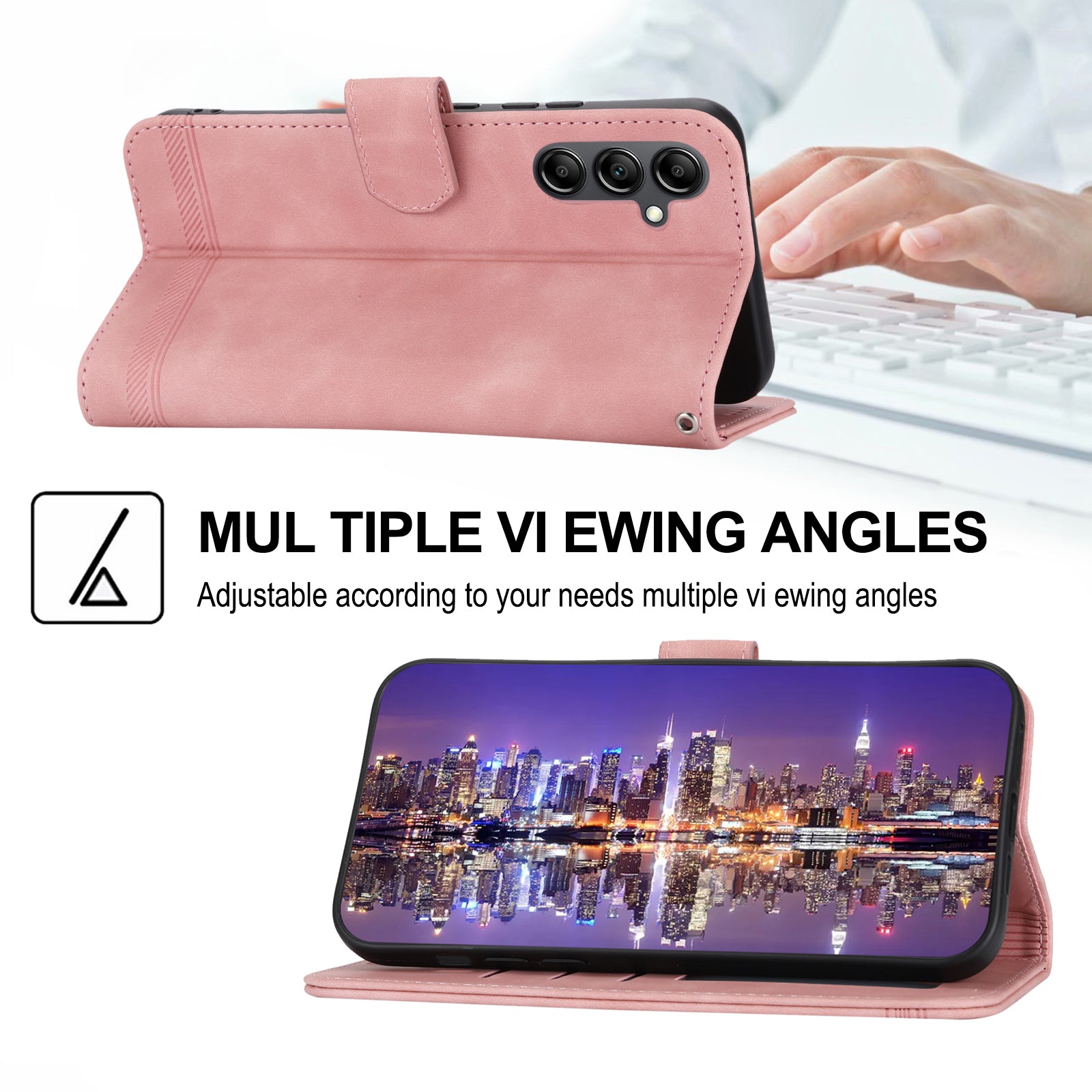 DIERFENG DF-03 Wallet Leather Case for Samsung Galaxy A34 5G Lines Imprinted Stand Cell Phone Cover