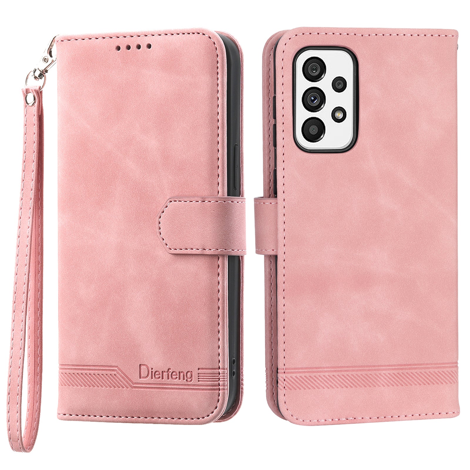 DIERFENG DF-03 Cell Phone Case for Samsung Galaxy A73 5G Lines Imprinted Stand Wallet Phone Leather Cover