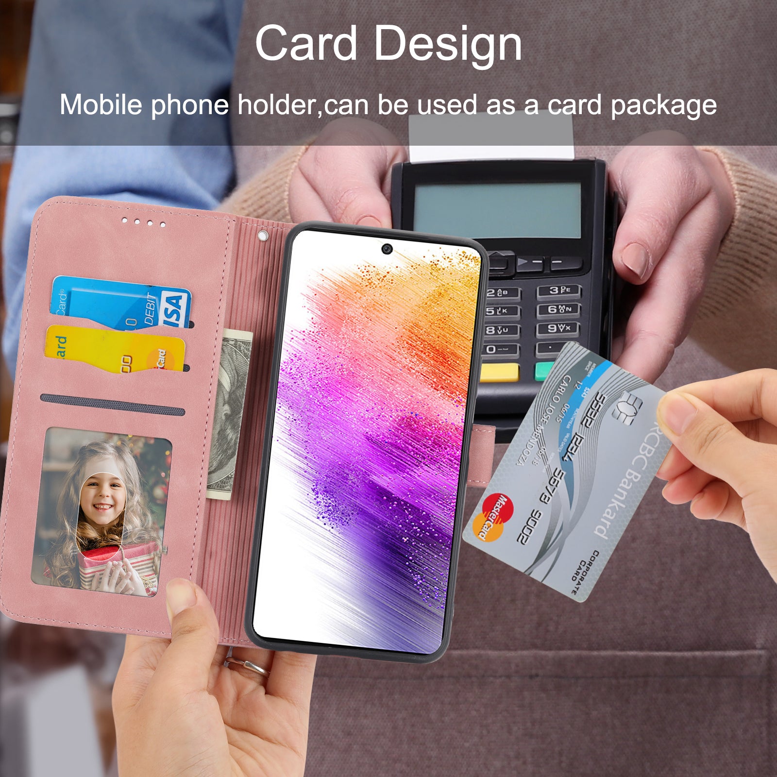 DIERFENG DF-03 Cell Phone Case for Samsung Galaxy A73 5G Lines Imprinted Stand Wallet Phone Leather Cover