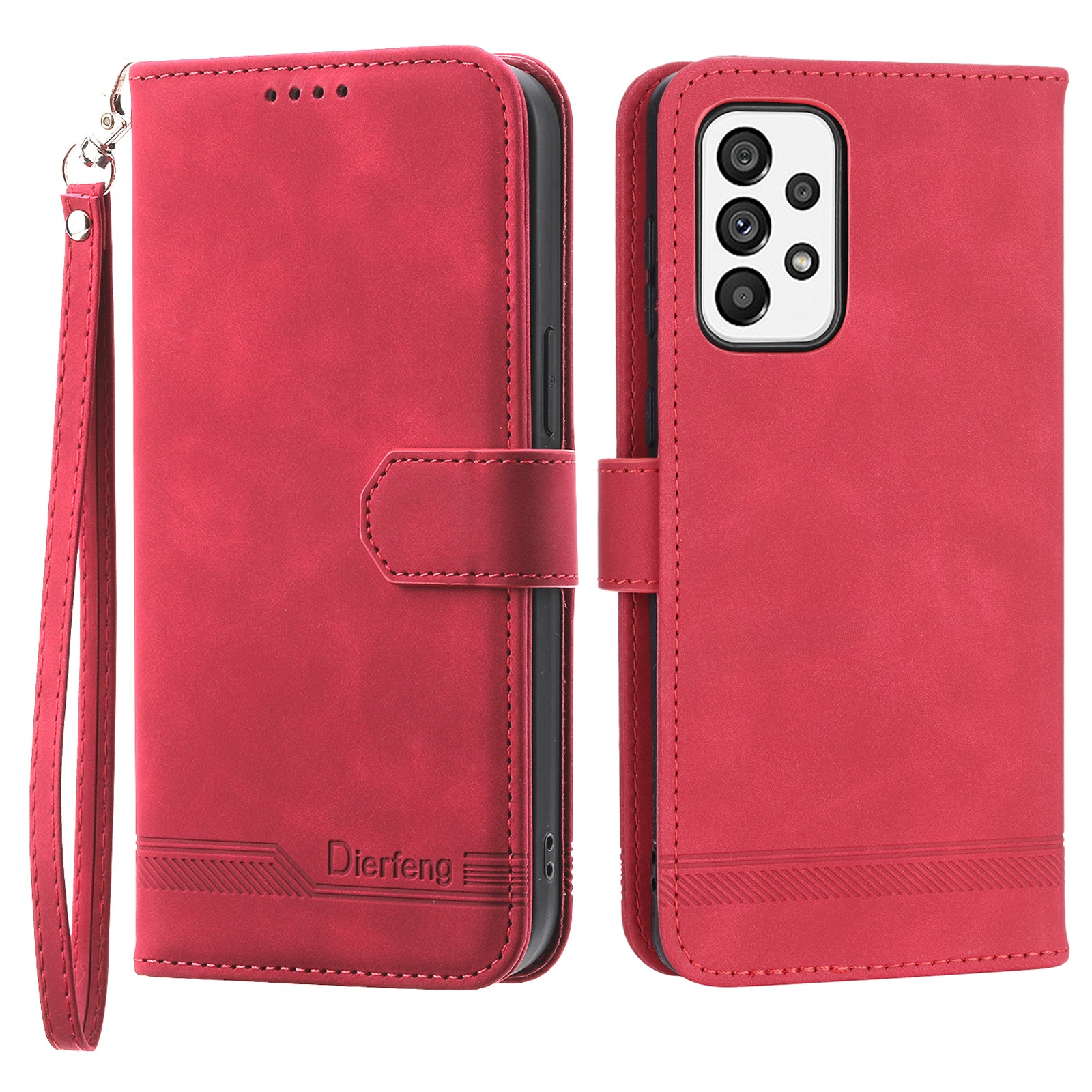 DIERFENG DF-03 Cell Phone Case for Samsung Galaxy A73 5G Lines Imprinted Stand Wallet Phone Leather Cover