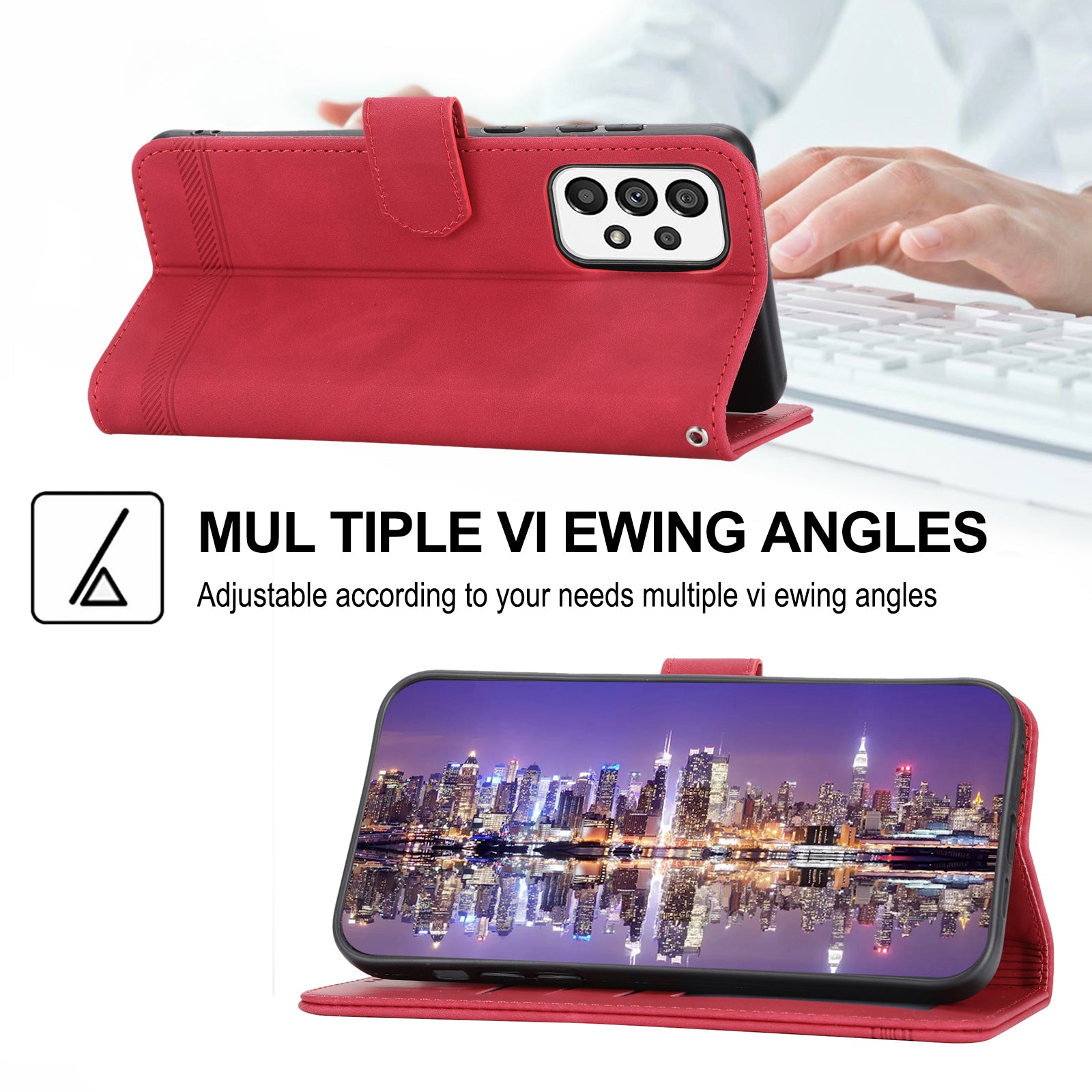 DIERFENG DF-03 Cell Phone Case for Samsung Galaxy A73 5G Lines Imprinted Stand Wallet Phone Leather Cover